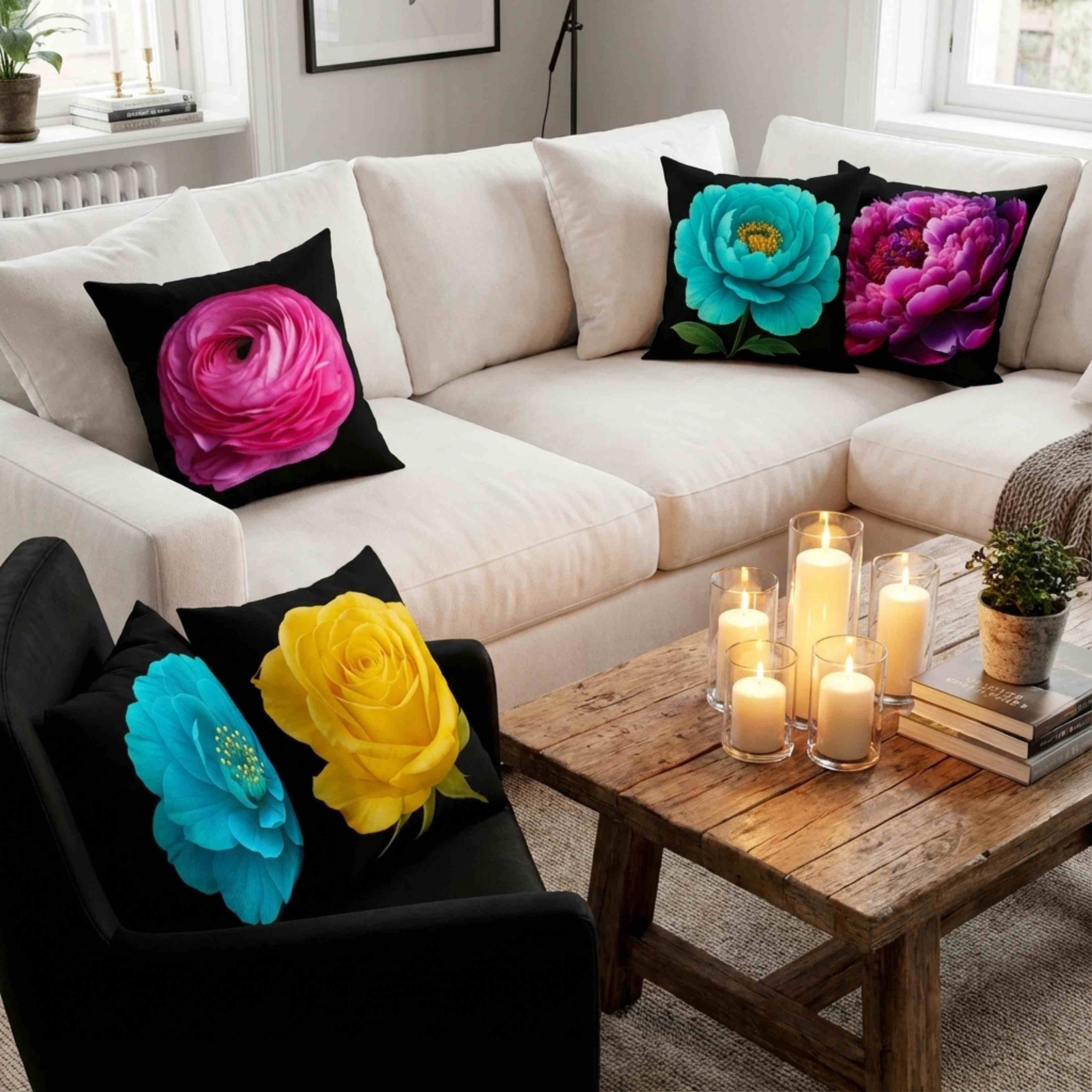 Elegant Amandine Ranunculus Square Pillow for Home Decor, Cozy Living Room Accessory, Gift for Mom, Spring Decor, Soft Cushion product thumbnail image