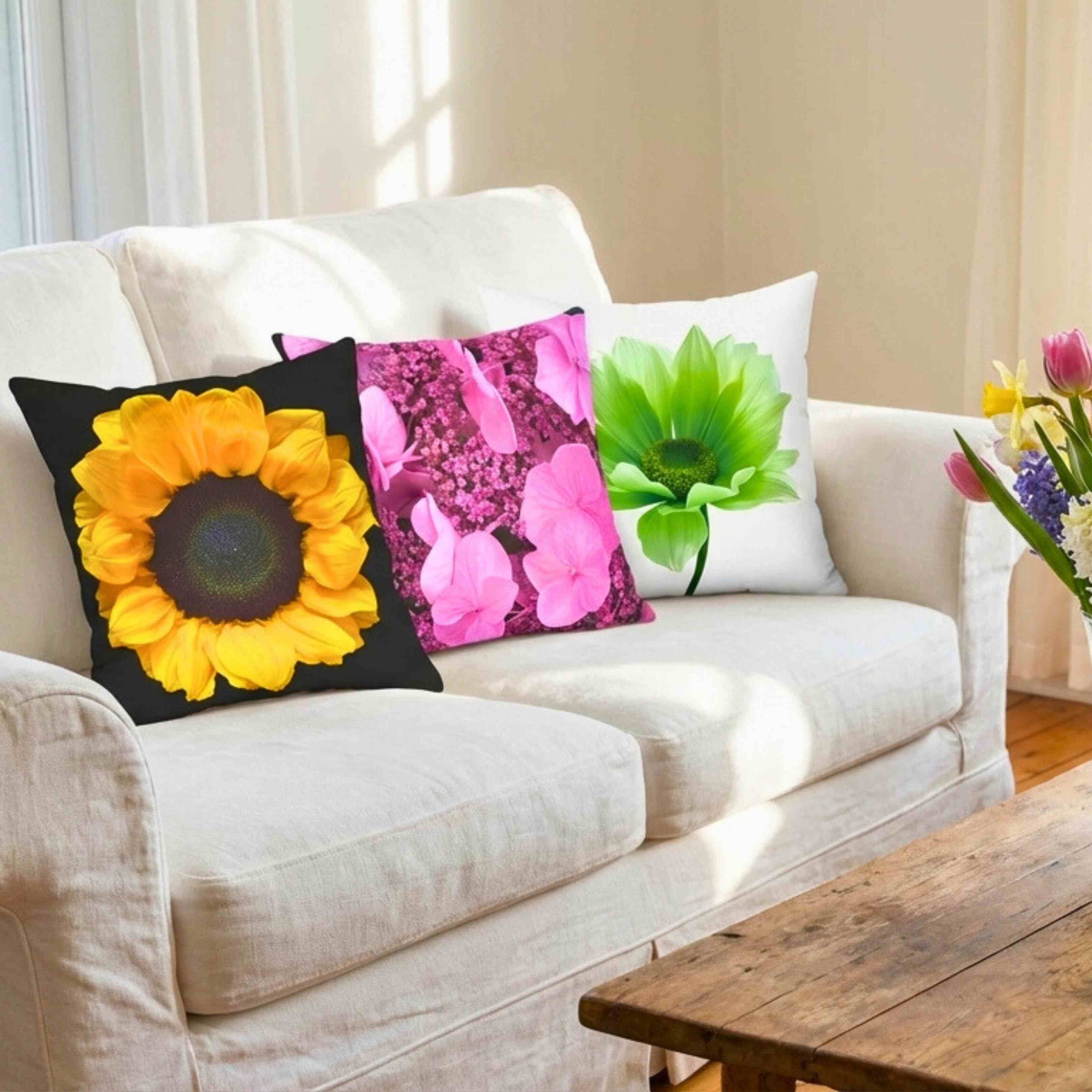 Sunny Sunflower Decorative Pillowcase, Floral Home Decor, Couch Cushion Cover, Gift for Nature Lovers, Bright and Cheerful Bedroom Accent product thumbnail image