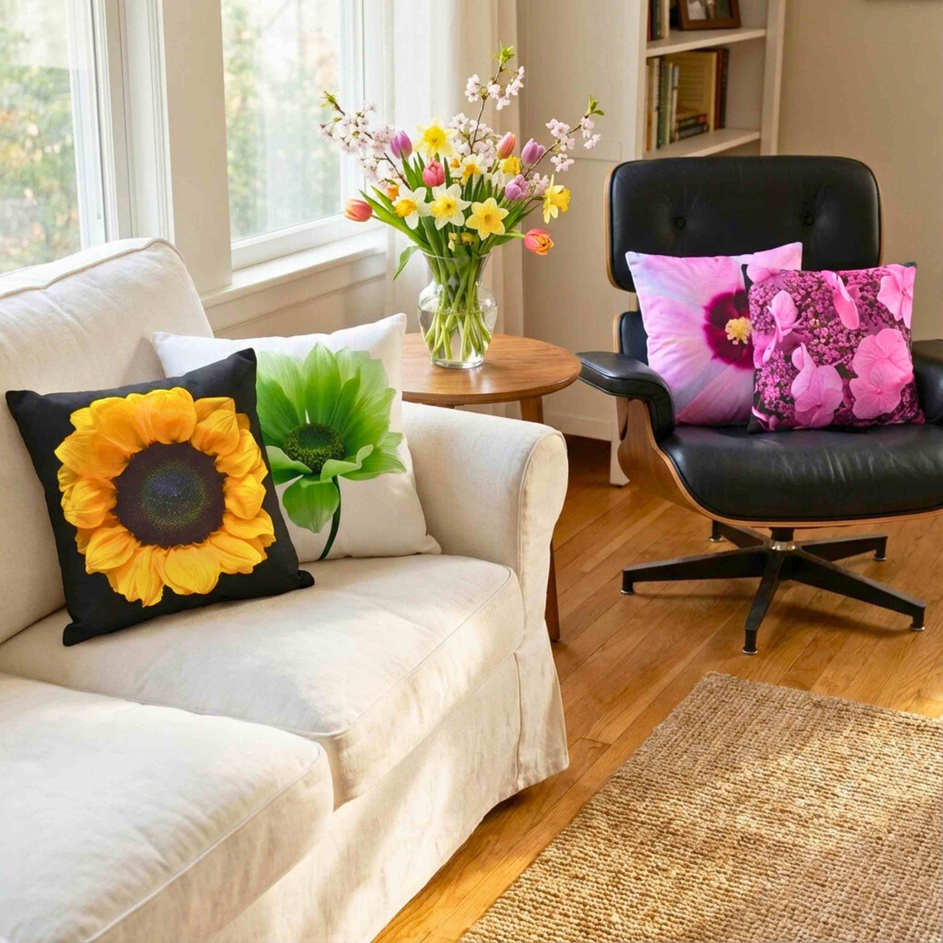 Sunny Sunflower Decorative Pillowcase, Floral Home Decor, Couch Cushion Cover, Gift for Nature Lovers, Bright and Cheerful Bedroom Accent product thumbnail image