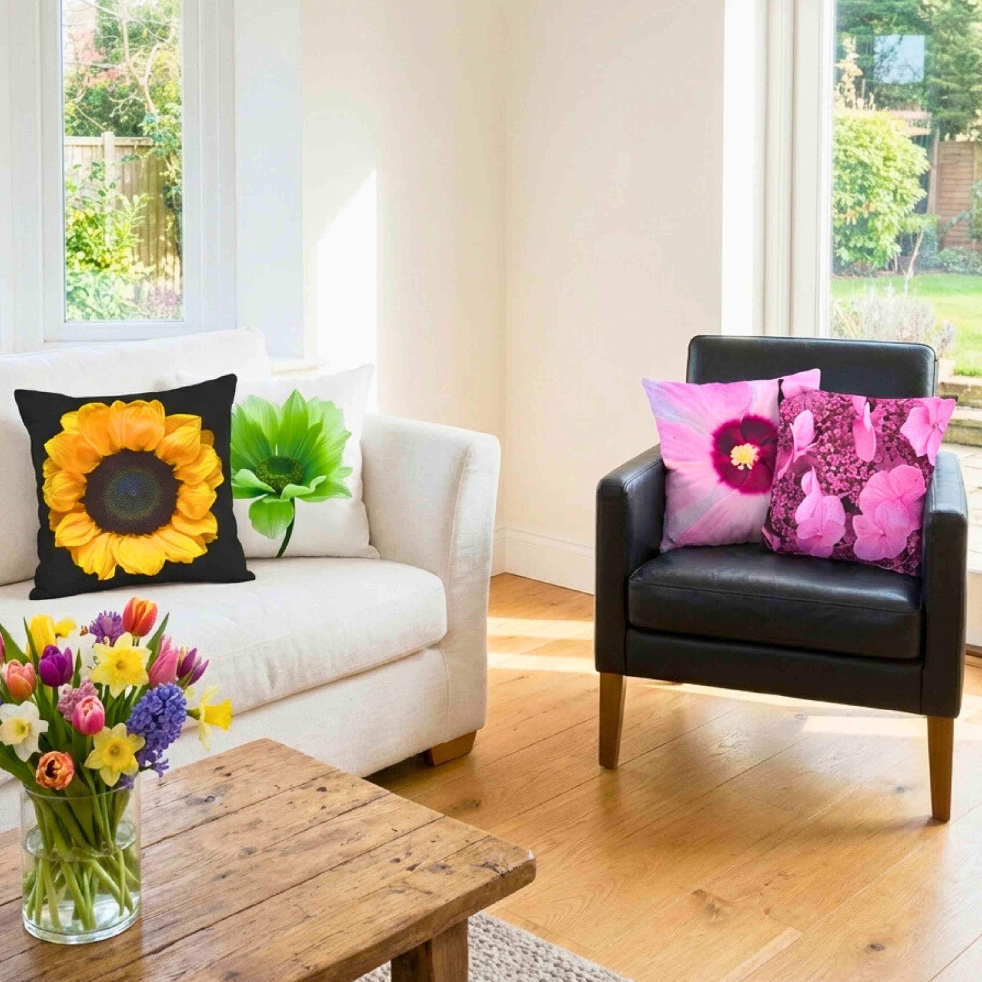 Sunny Sunflower Decorative Pillowcase, Floral Home Decor, Couch Cushion Cover, Gift for Nature Lovers, Bright and Cheerful Bedroom Accent product thumbnail image