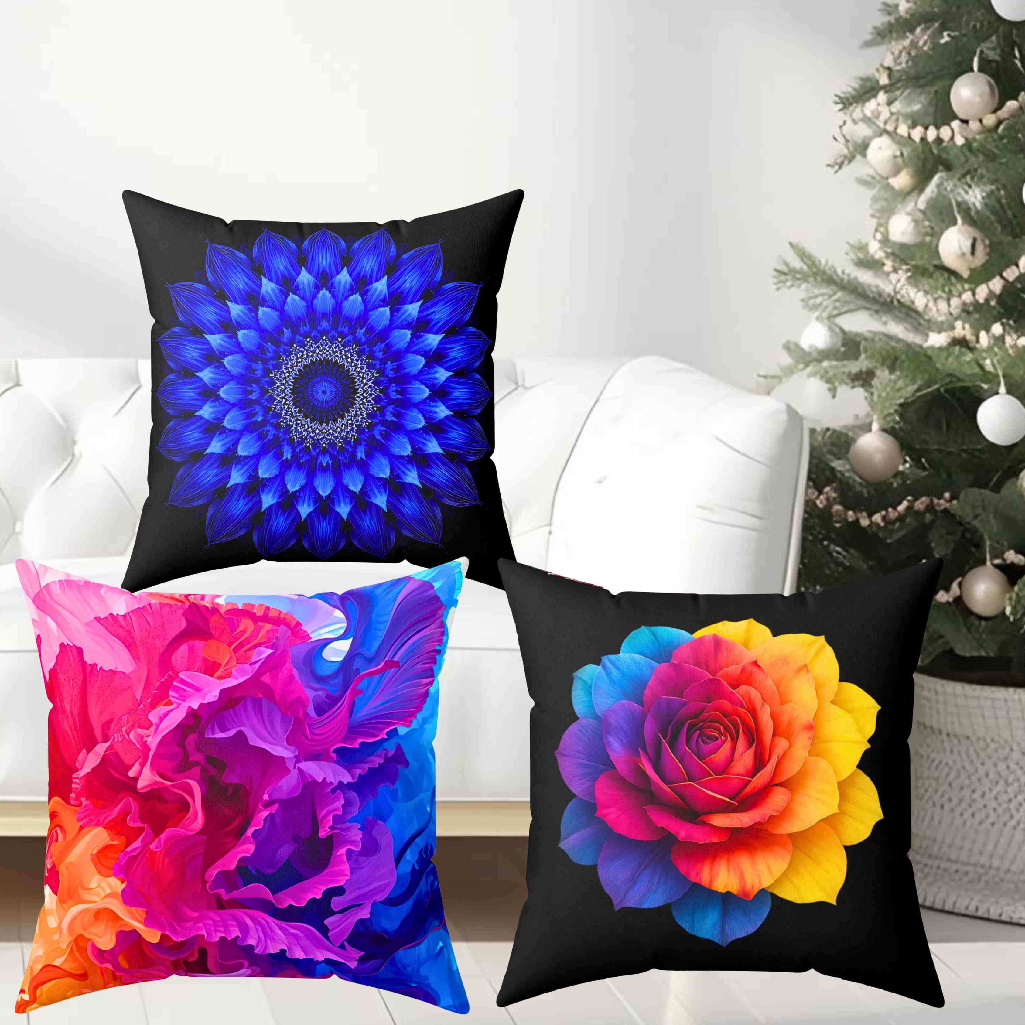 Abrstract Blue Floral Throw Pillow | Boho Home Decor, Blue Flower Cushion, Cozy Accent Pillow, Unique Gift, Modern Living Room Decoration product thumbnail image