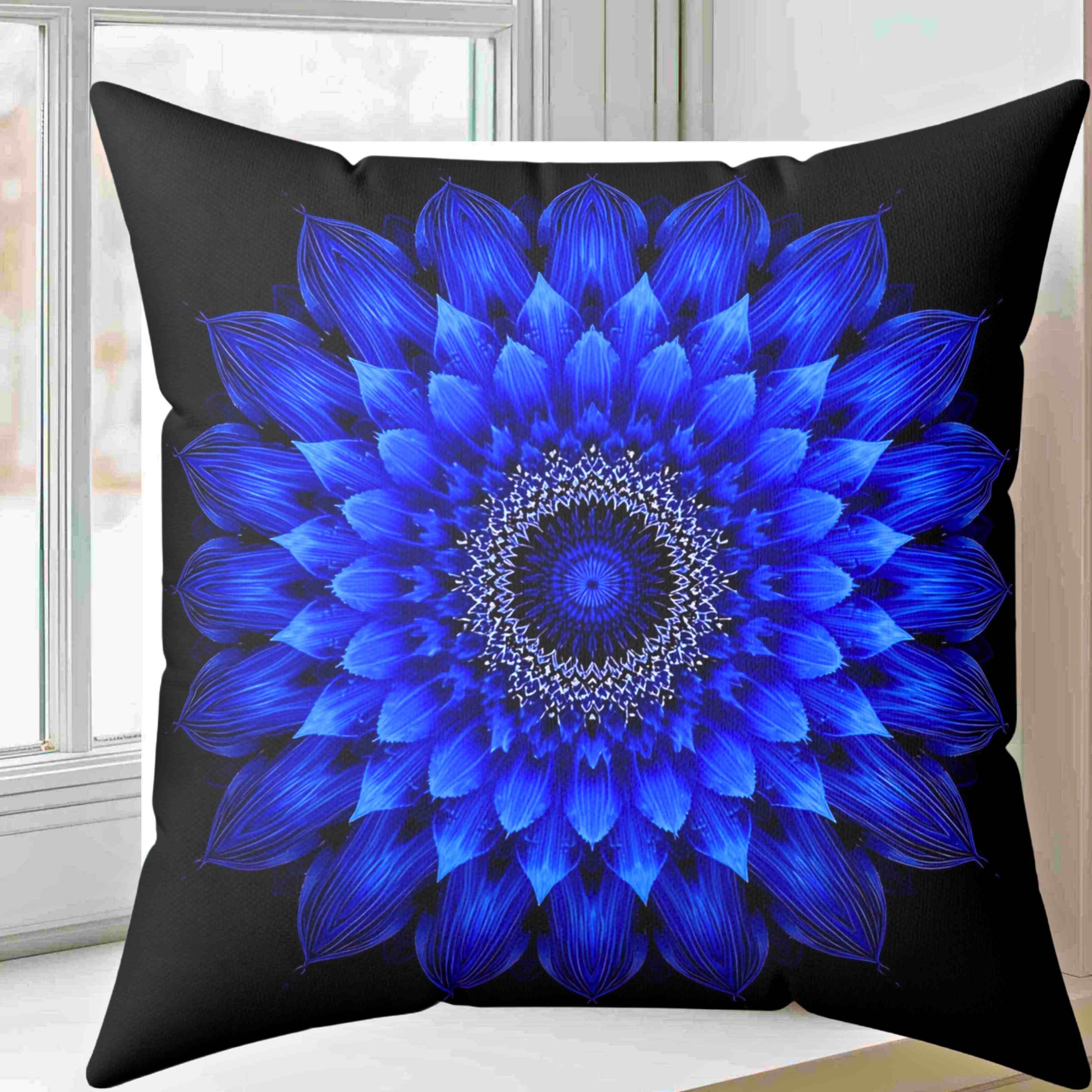 Abrstract Blue Floral Throw Pillow | Boho Home Decor, Blue Flower Cushion, Cozy Accent Pillow, Unique Gift, Modern Living Room Decoration Abrstract Blue Floral Throw Pillow | Boho Home Decor, Blue Flower Cushion, Cozy Accent Pillow, Unique Gift, Modern Living Room Decoration