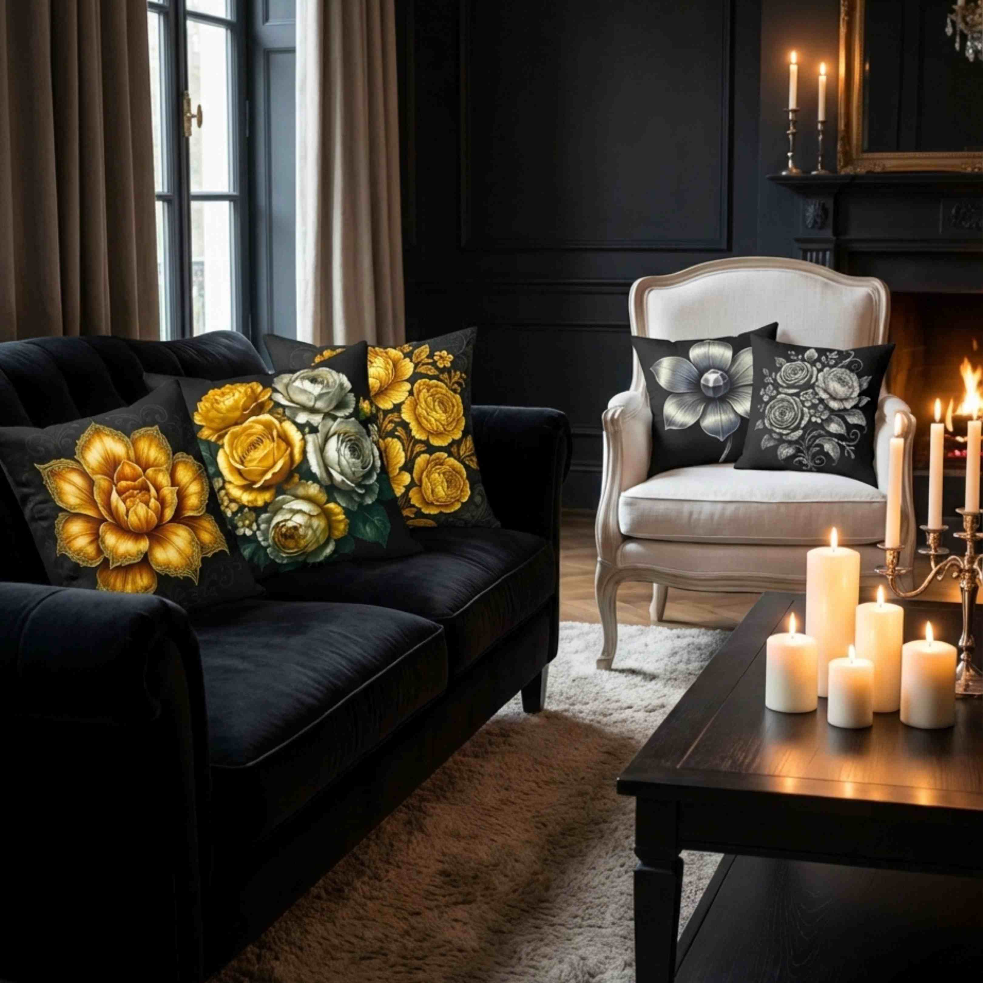 Stainless Steel Metallic looking Flower Spun Polyester Pillow | Floral Decorative Throw Pillow product thumbnail image