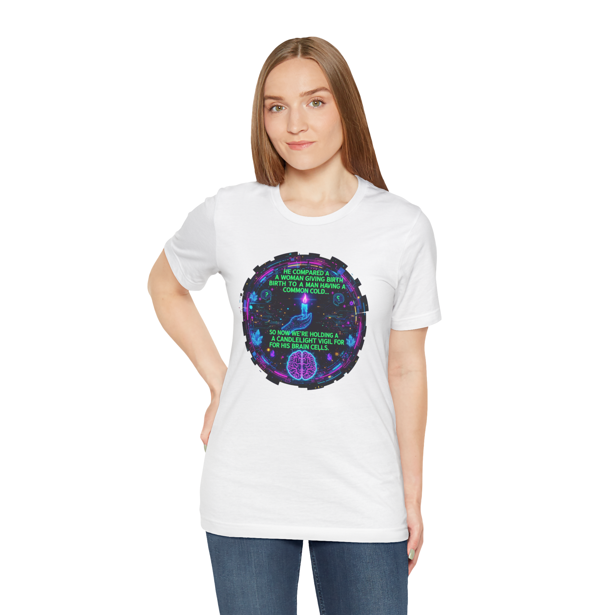 Candlelight Vigil Tee for His Brain Cells – Hilarious Birth vs Cold Clapback Shirt product thumbnail image