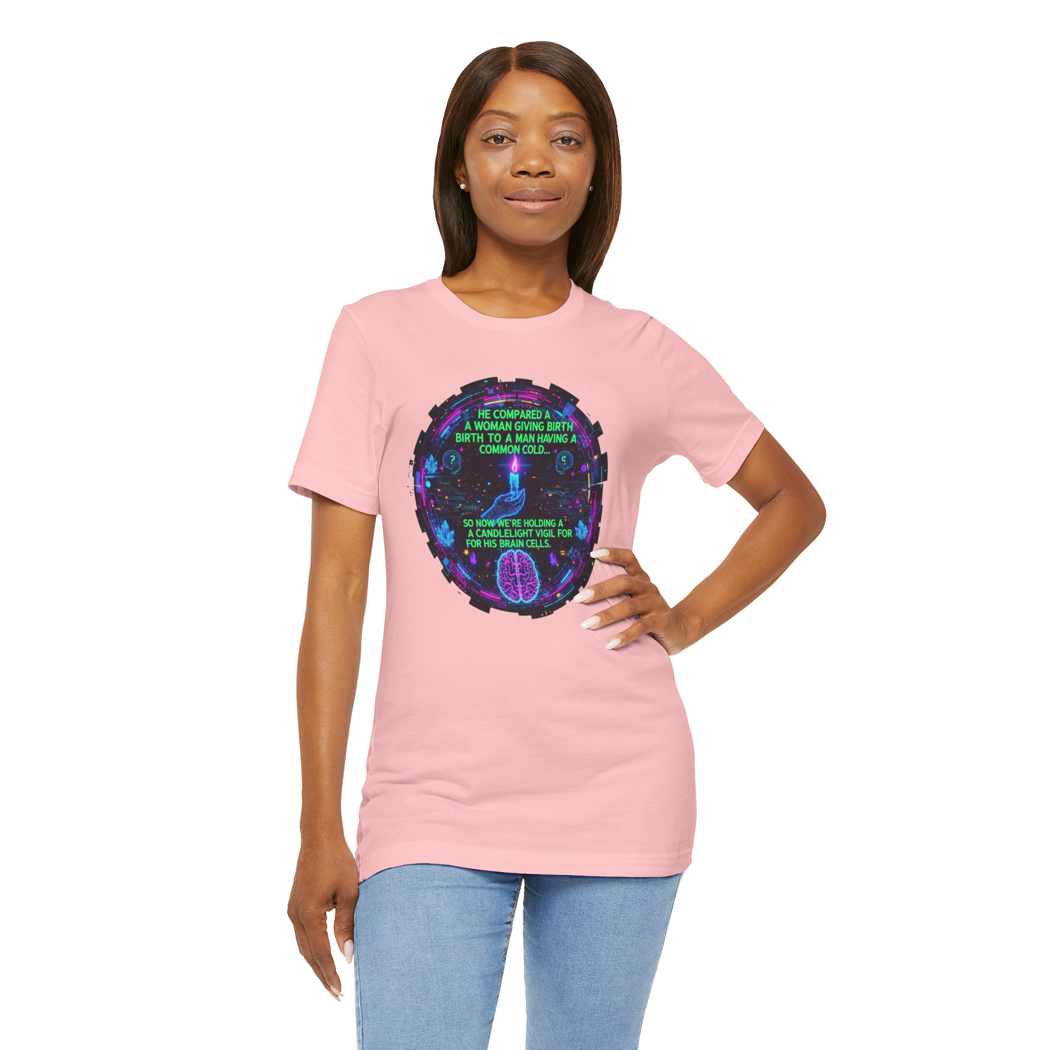 Candlelight Vigil Tee for His Brain Cells – Hilarious Birth vs Cold Clapback Shirt product thumbnail image