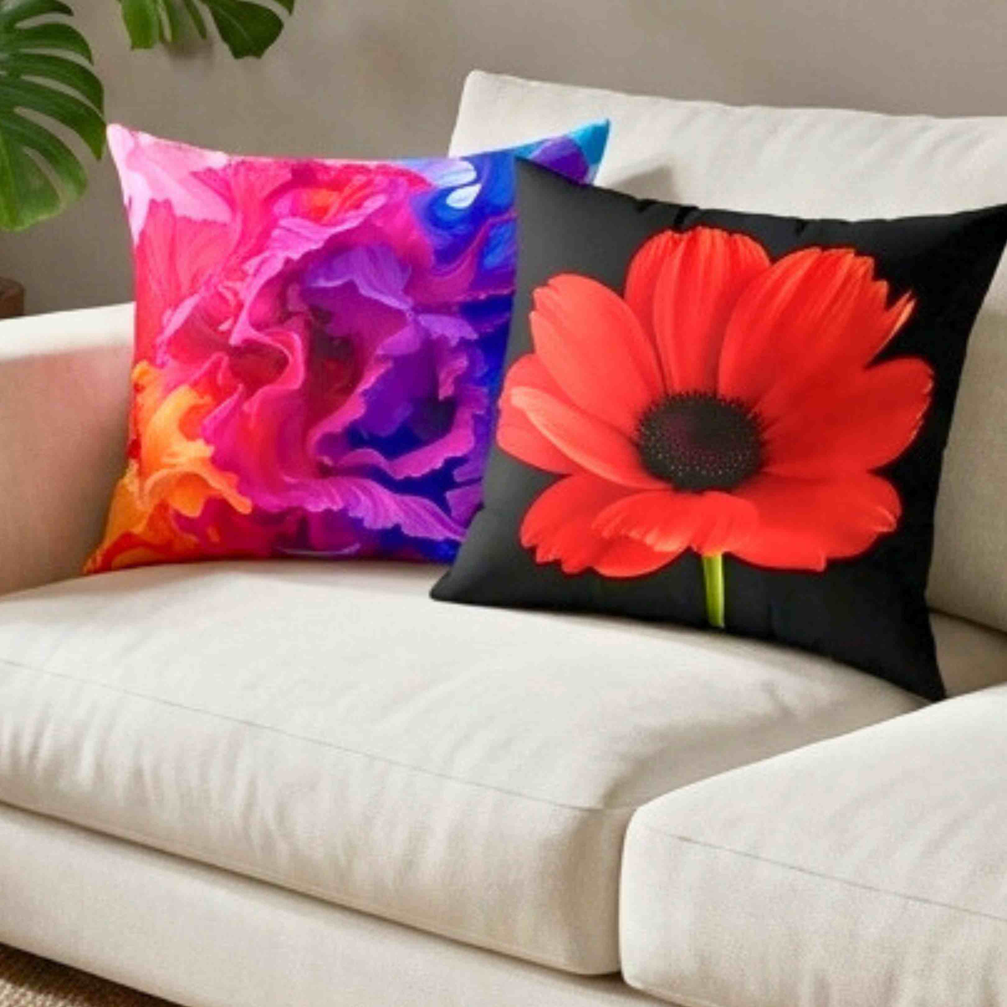 Carnation Abstract Pillow, Colorful Home Decor, Boho Pillow, Unique Gift for Her, Cozy Living Room Accent product thumbnail image