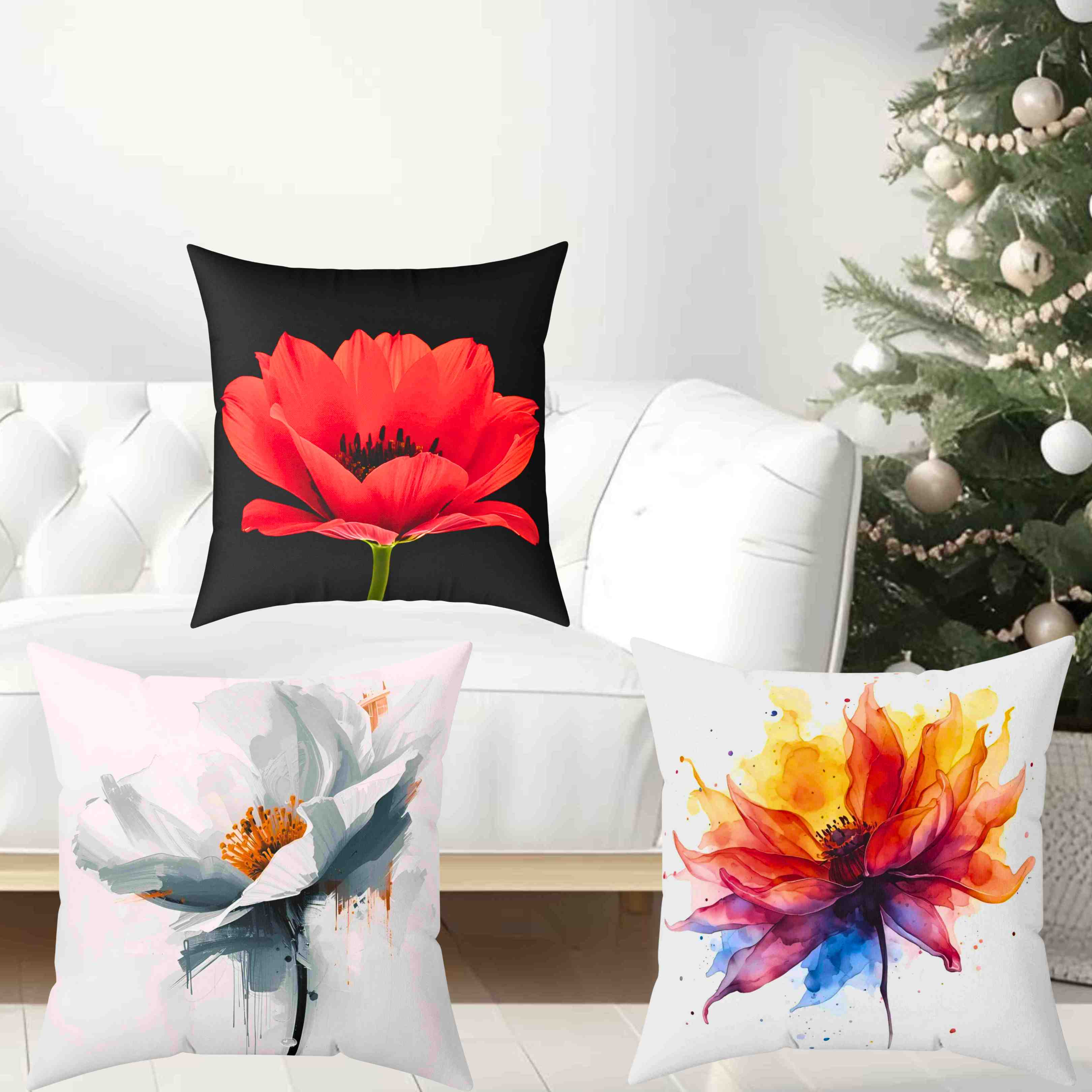 Abstract Floral Pillow – Vibrant Colorful Flower Design That Looks Like It’s on Fire – Bold Artistic Home Décor Accent with Insert product thumbnail image