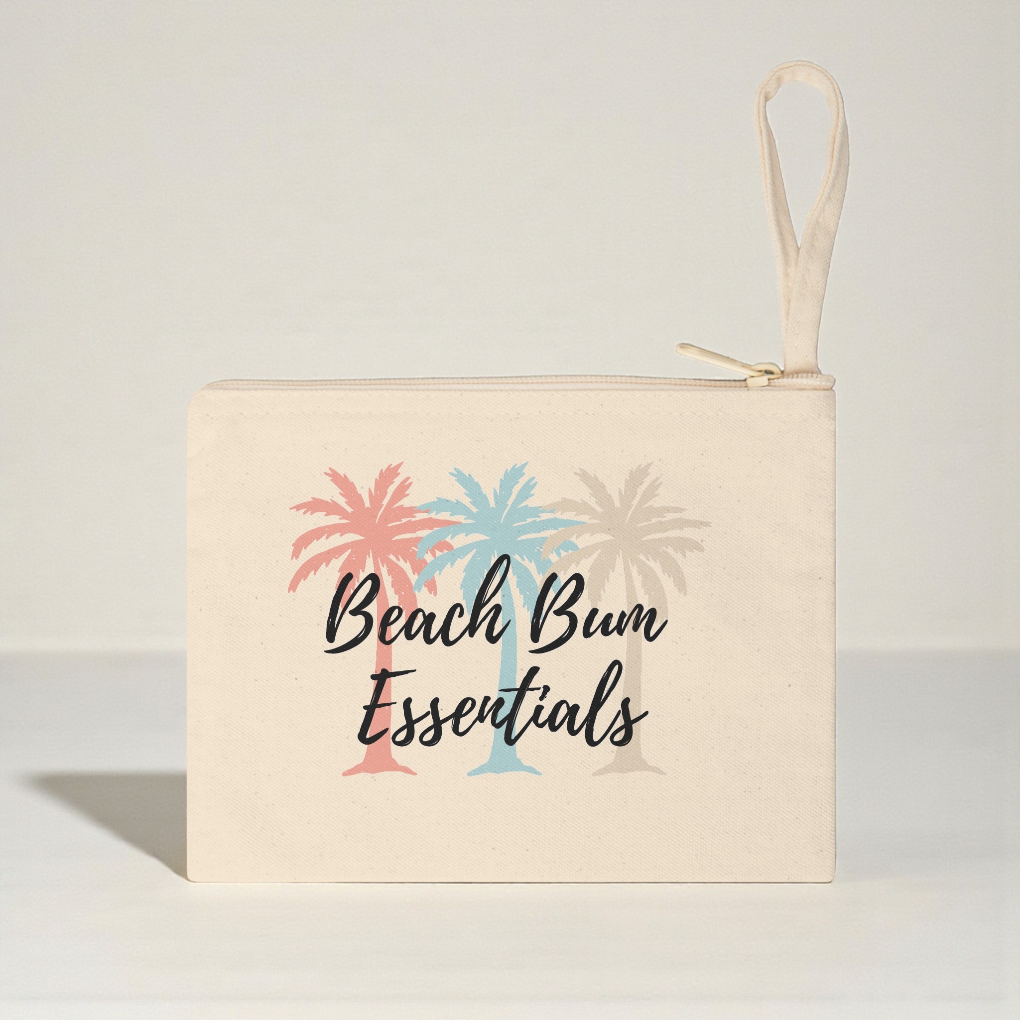 Beach Bum Essentials Pouch, Coastal Makeup Bag, Palm Tree Wallet, Summer Zipper Pouch, Beach Lover Gift, Travel Cosmetic Bag, Canvas Clutch product thumbnail image Beach Bum Essentials Pouch, Coastal Makeup Bag, Palm Tree Wallet, Summer Zipper Pouch, Beach Lover Gift, Travel Cosmetic Bag, Canvas Clutch product thumbnail image