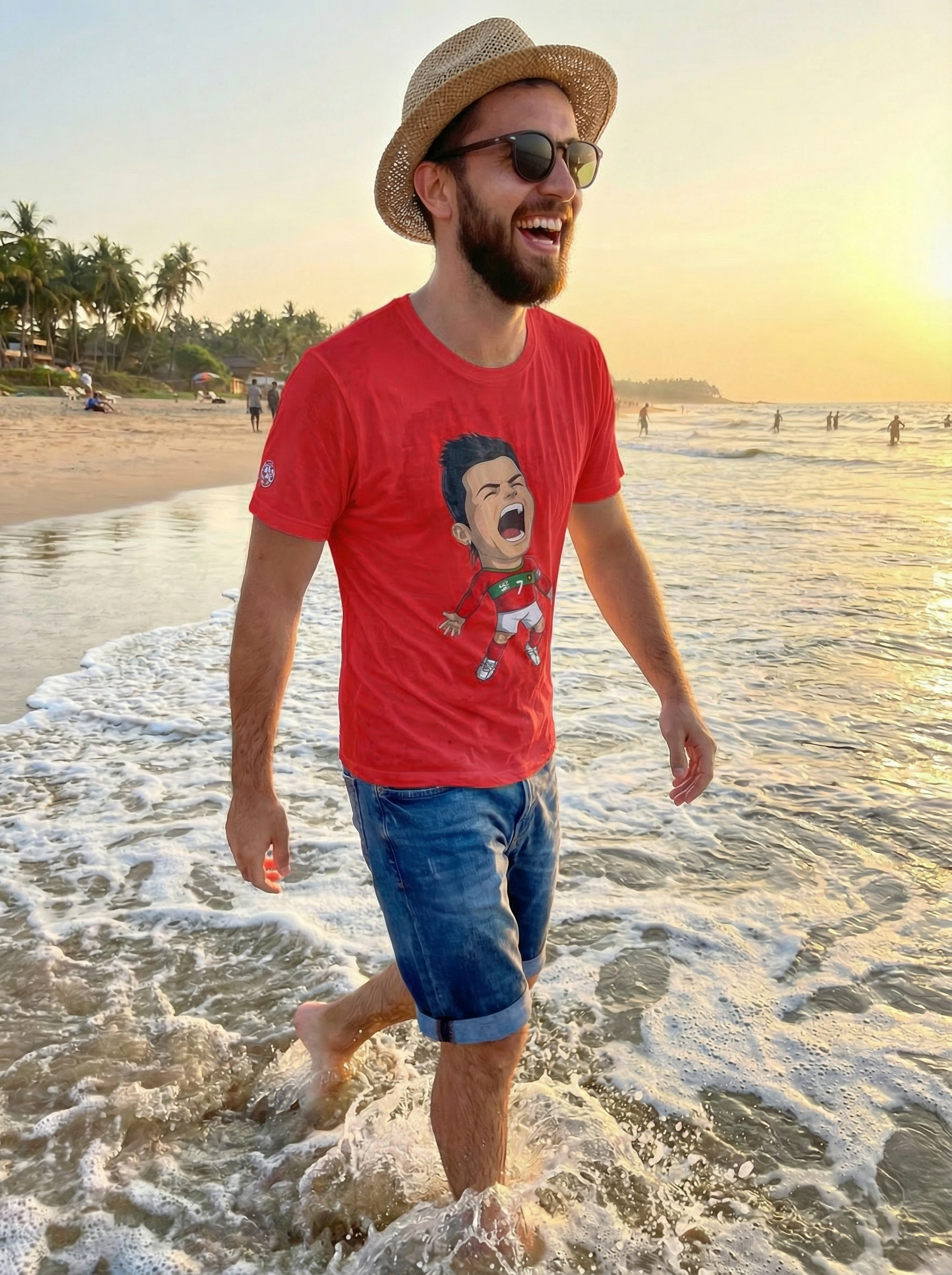 Soccer Star Cartoon Tee — Celebratory Cristiano-Inspired Football Fan Shirt Soccer Star Cartoon Tee — Celebratory Cristiano-Inspired Football Fan Shirt