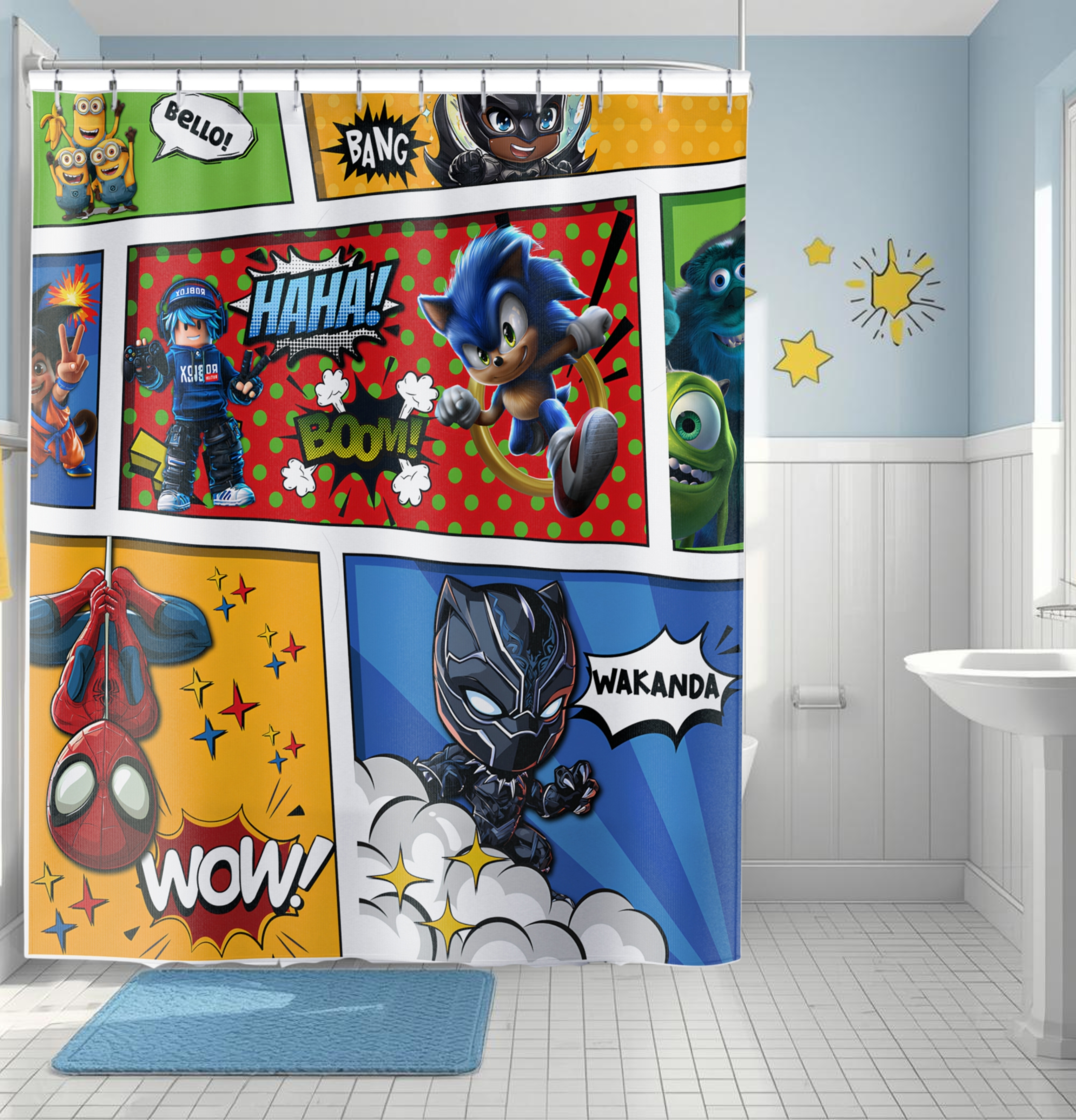 Comic Pop Art Shower Curtain – Fun, Colorful Bathroom Decor for Kids, Teens & Fans! product thumbnail image Comic Pop Art Shower Curtain – Fun, Colorful Bathroom Decor for Kids, Teens & Fans! product thumbnail image