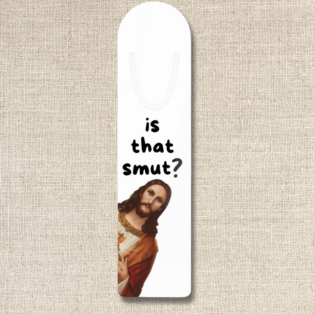 Bookmark — 'Is That Smut?' Peeking Jesus Metal Bookmark, Religious Humor Gift for Readers product thumbnail image Bookmark — 'Is That Smut?' Peeking Jesus Metal Bookmark, Religious Humor Gift for Readers product thumbnail image