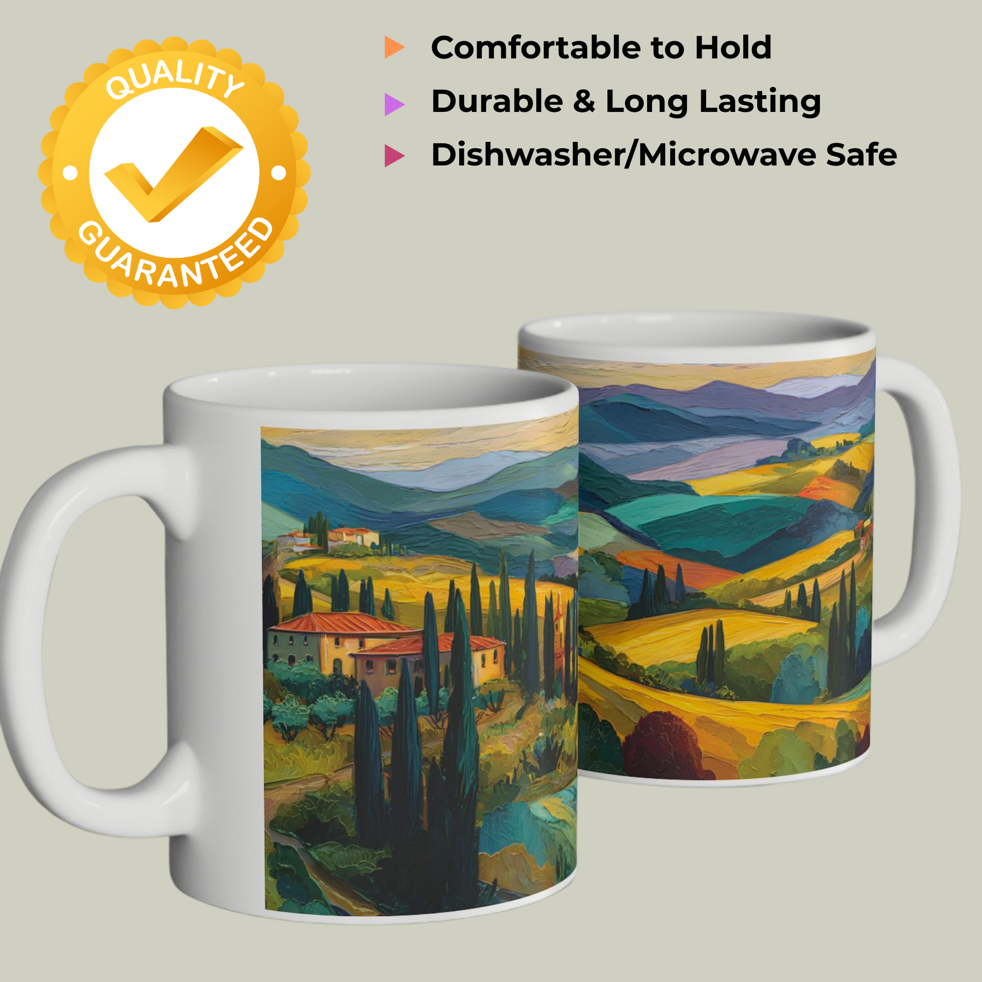 11oz Tuscan Countryside Mug with Textured Painterly Landscape product thumbnail image