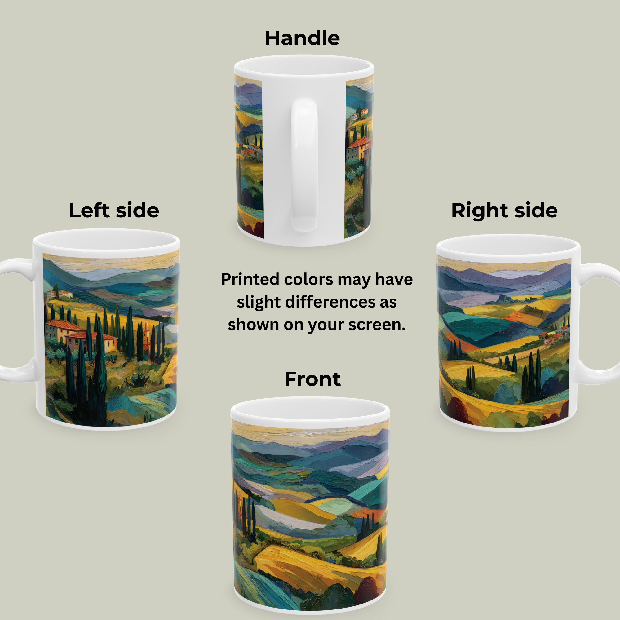 11oz Tuscan Countryside Mug with Textured Painterly Landscape product thumbnail image 11oz Tuscan Countryside Mug with Textured Painterly Landscape product thumbnail image