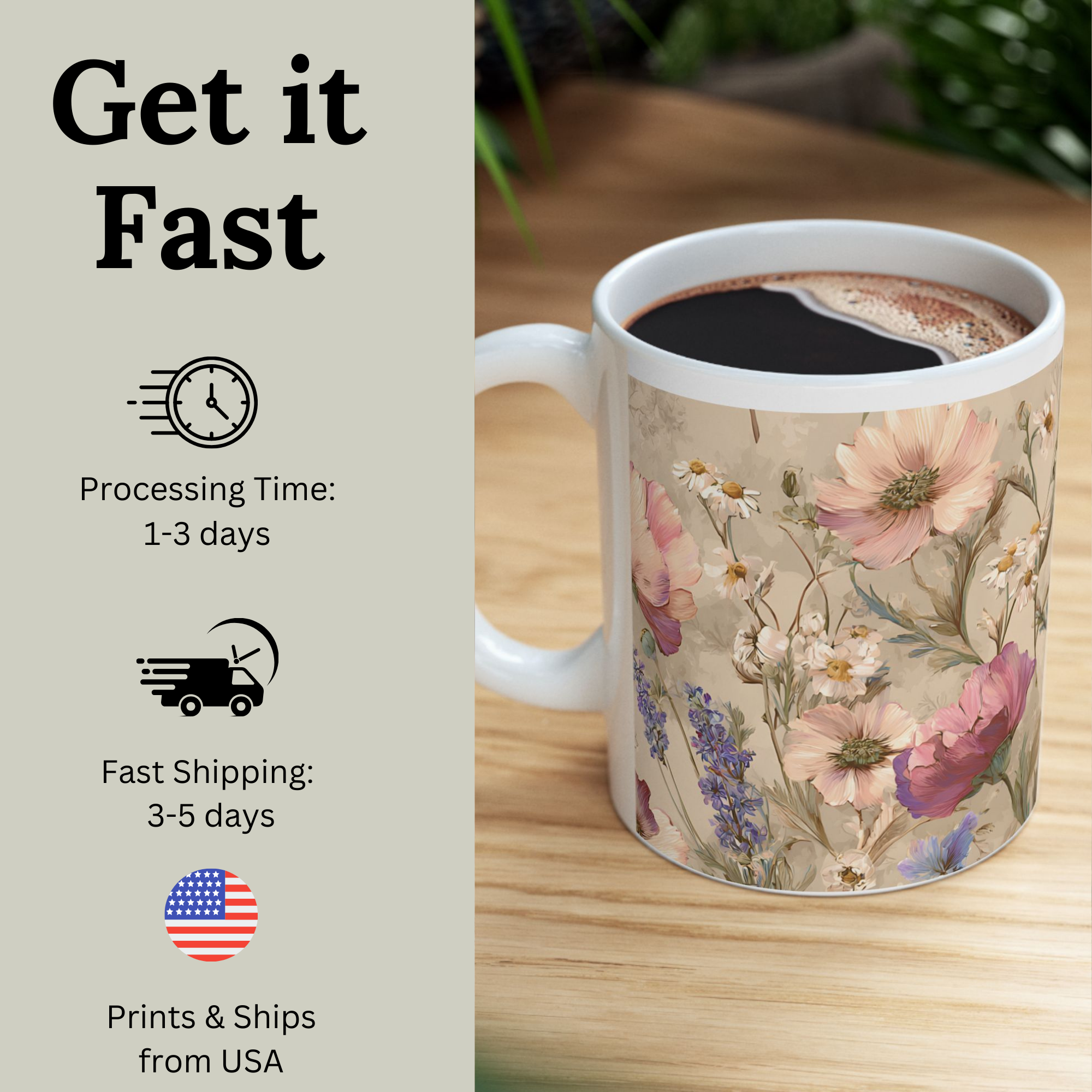 11oz Italian Vintage Botanical Wildflower Mug product thumbnail image 11oz Italian Vintage Botanical Wildflower Mug product thumbnail image