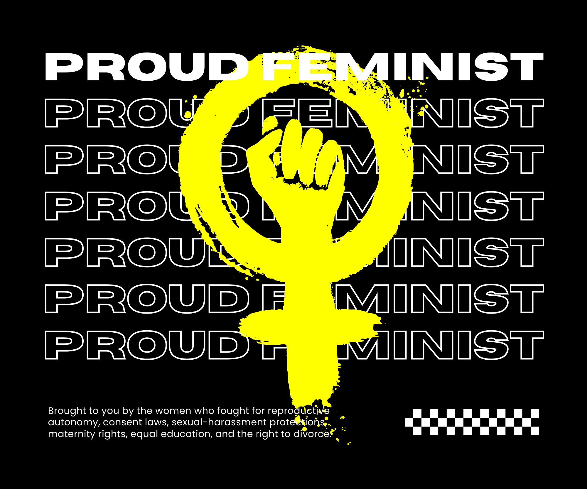 PROUD FEMINIST HOODIE — Yellow Resistance Symbol product thumbnail image PROUD FEMINIST HOODIE — Yellow Resistance Symbol product thumbnail image