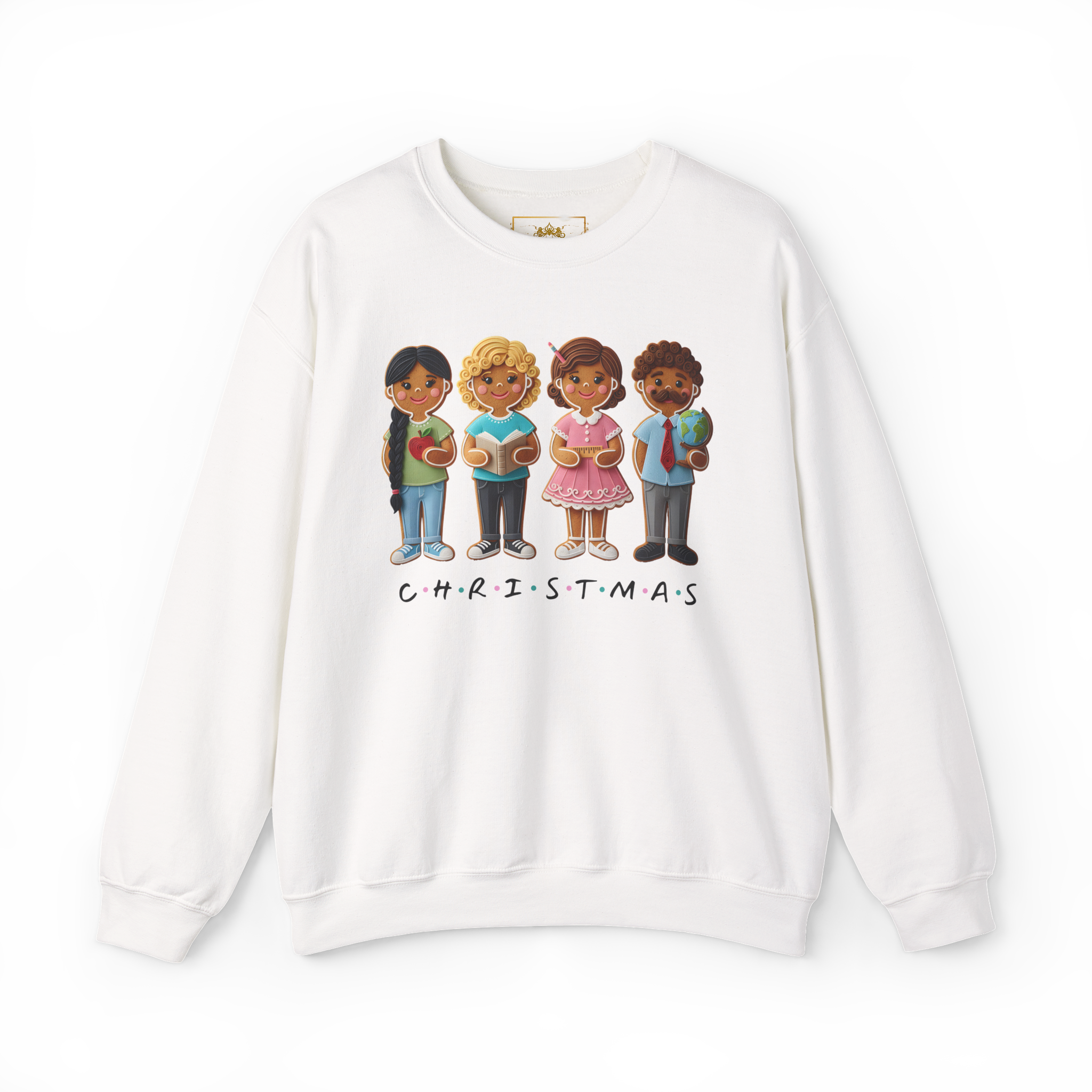 “Gingerbread Classroom Crew — Adorable Christmas Teacher Lineup” Cute Multicultural Kids Holiday Crewneck product thumbnail image “Gingerbread Classroom Crew — Adorable Christmas Teacher Lineup” Cute Multicultural Kids Holiday Crewneck product thumbnail image