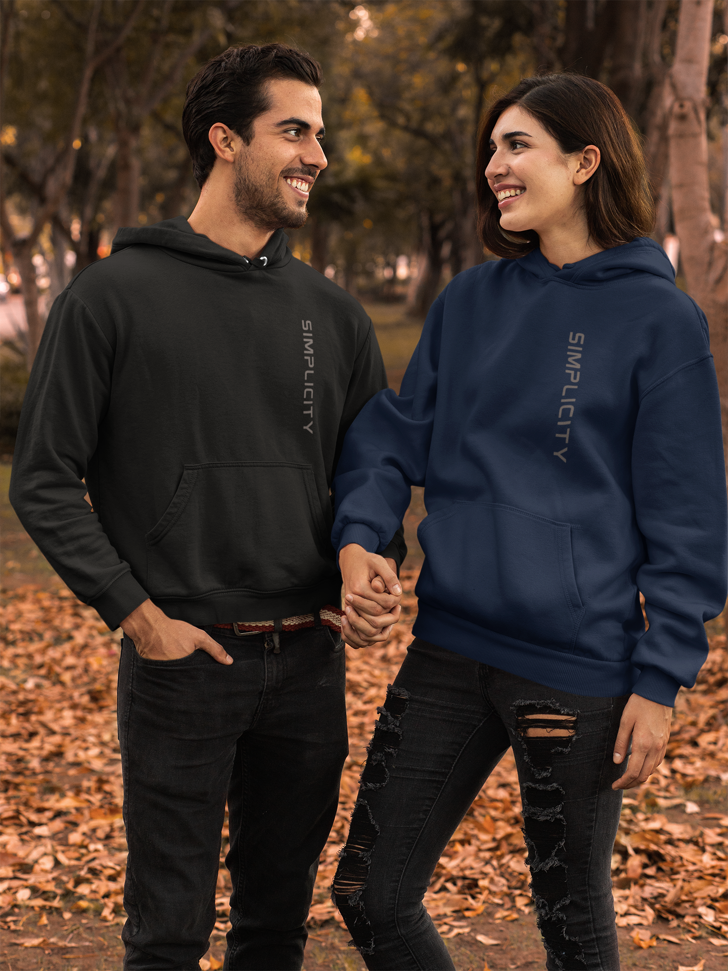Simplicity Vertical Logo Hoodie — Minimalist Three-Panel Fleece Hoodie product thumbnail image