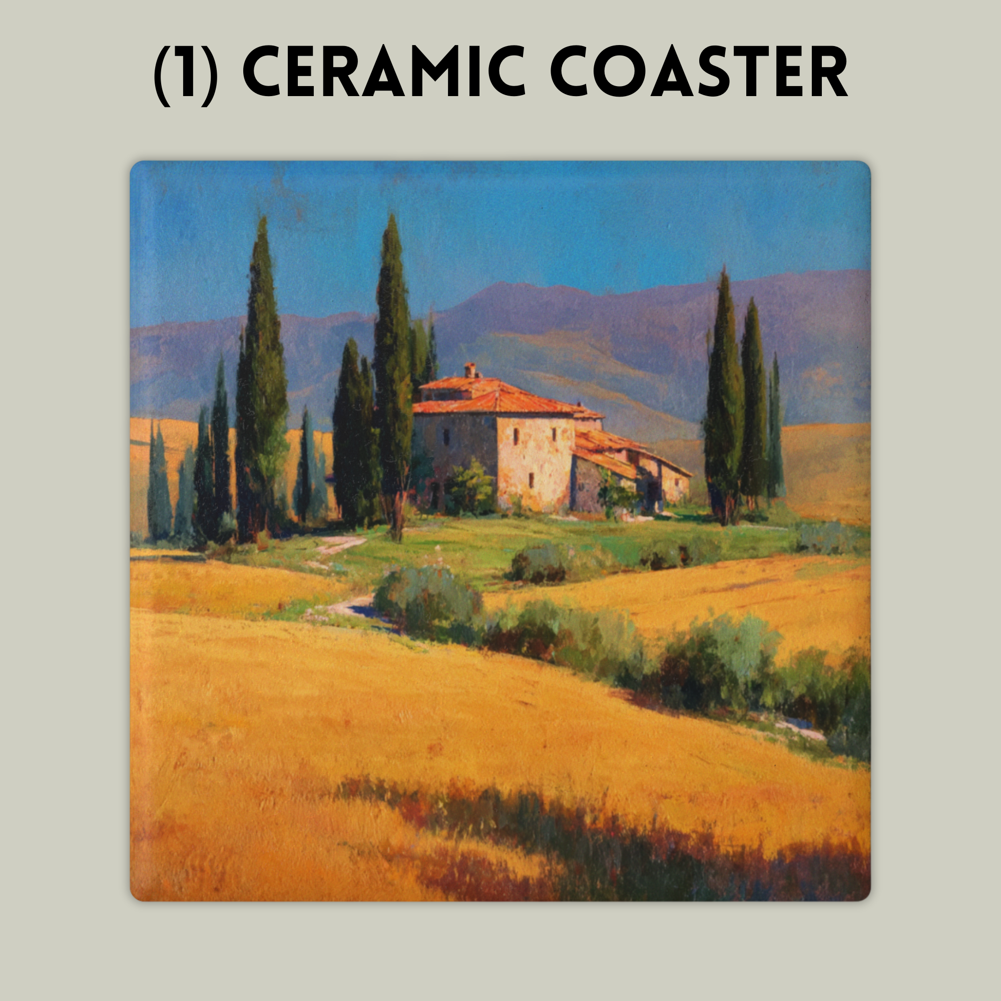 Coaster: Tuscany Landscape Ceramic — Mediterranean Countryside product thumbnail image Coaster: Tuscany Landscape Ceramic — Mediterranean Countryside product thumbnail image