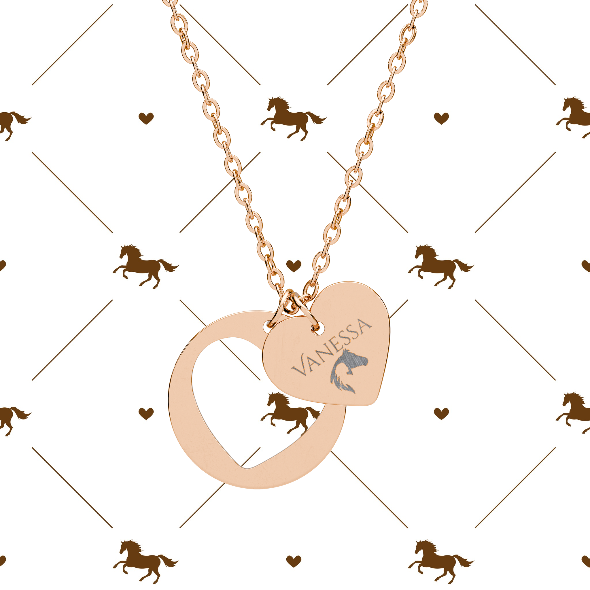 Engraved Horse Heart Necklace | Personalized Horse Theme Necklace product thumbnail image Engraved Horse Heart Necklace | Personalized Horse Theme Necklace product thumbnail image
