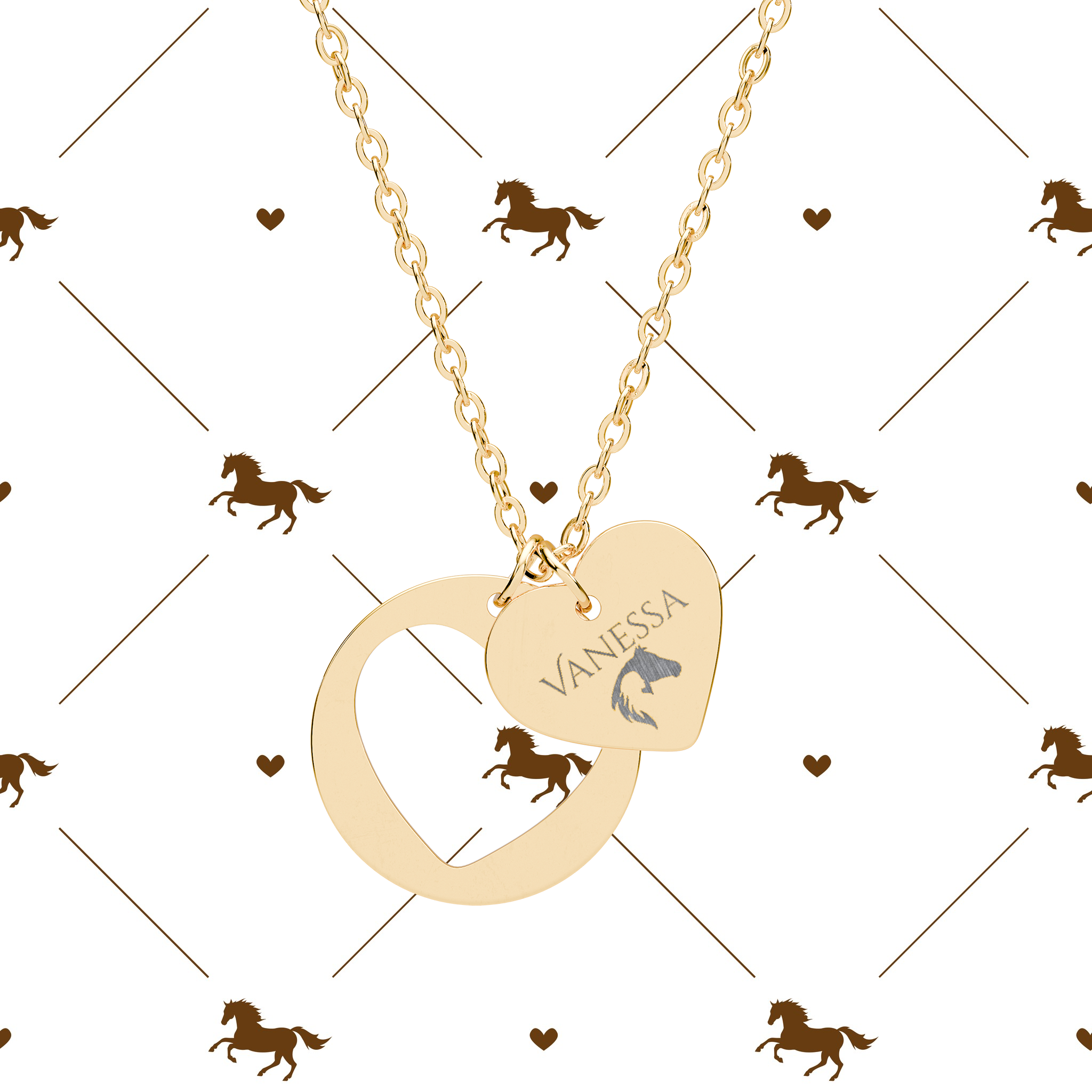 Engraved Horse Heart Necklace | Personalized Horse Theme Necklace product thumbnail image Engraved Horse Heart Necklace | Personalized Horse Theme Necklace product thumbnail image