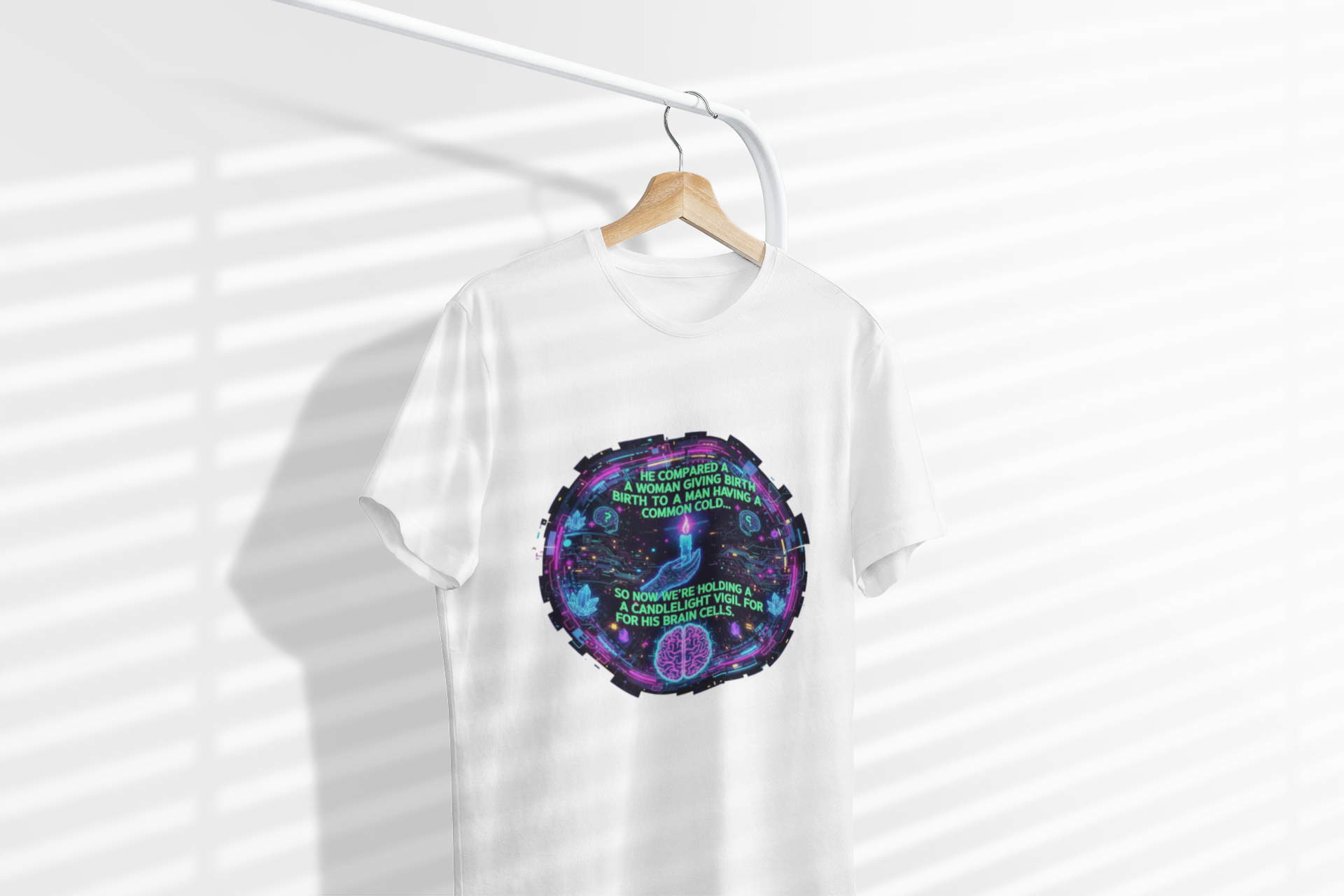 Short Sleeve Tee — Retro Cyberpunk Brain Quote Graphic