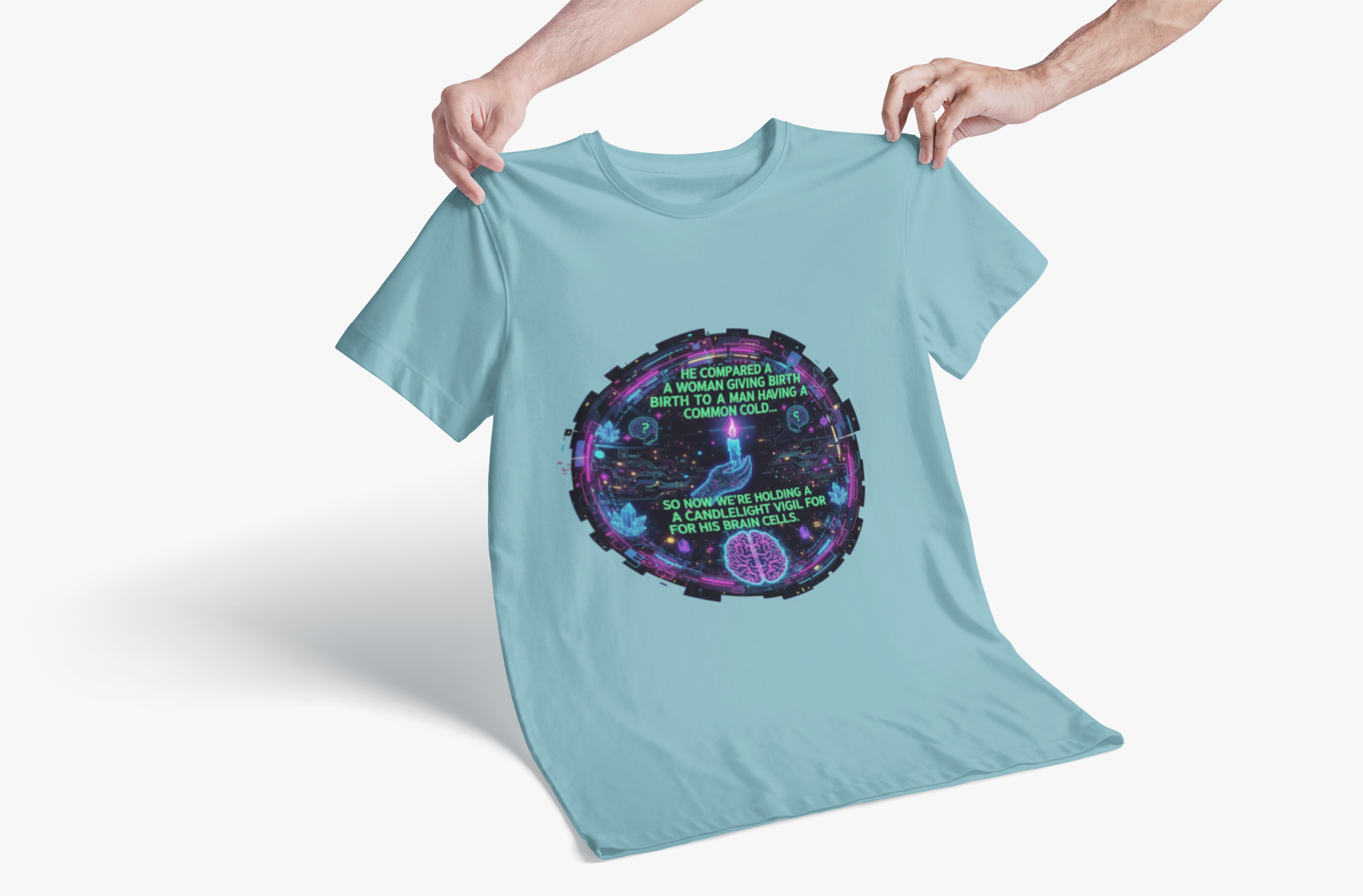 Short Sleeve Tee — Retro Cyberpunk Brain Quote Graphic product thumbnail image