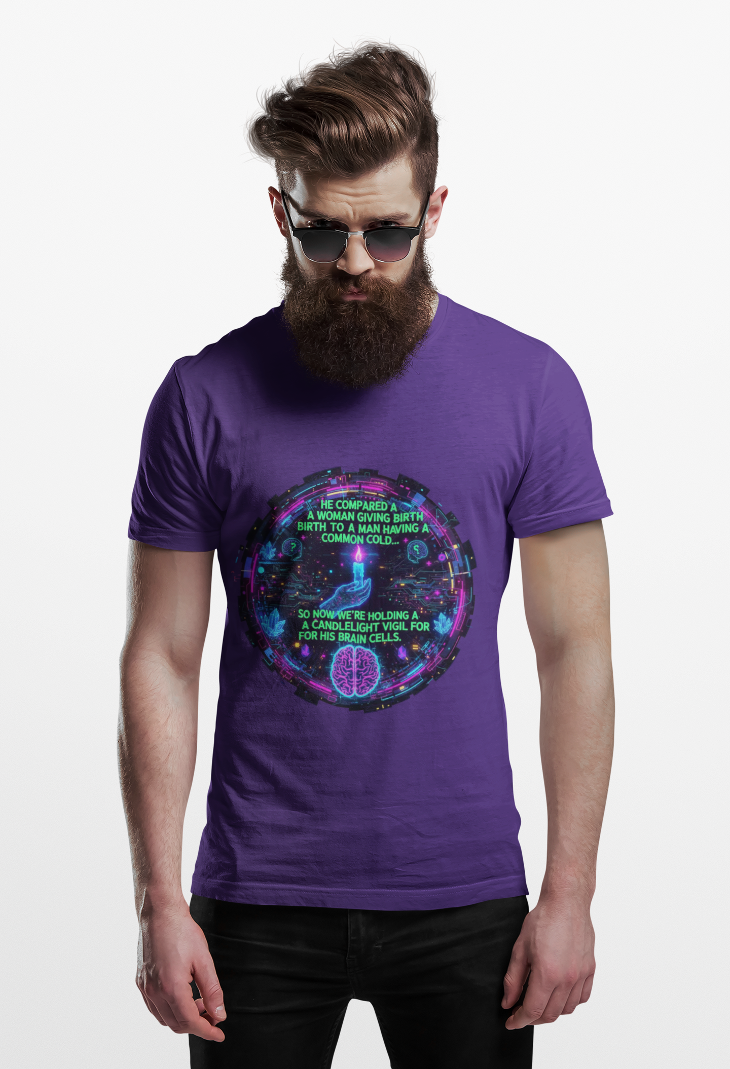 Short Sleeve Tee — Retro Cyberpunk Brain Quote Graphic product thumbnail image Short Sleeve Tee — Retro Cyberpunk Brain Quote Graphic product thumbnail image