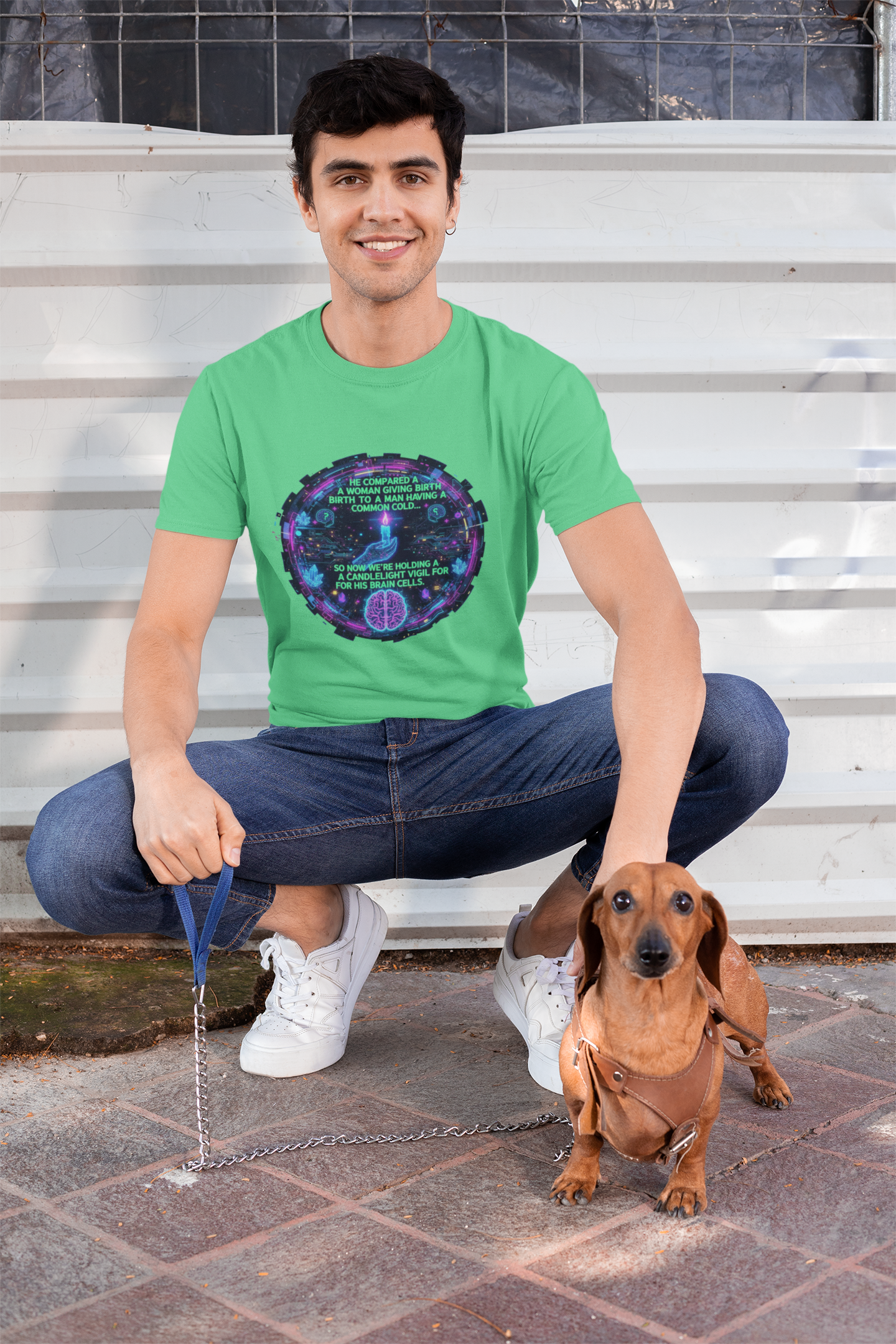 Short Sleeve Tee — Retro Cyberpunk Brain Quote Graphic product thumbnail image