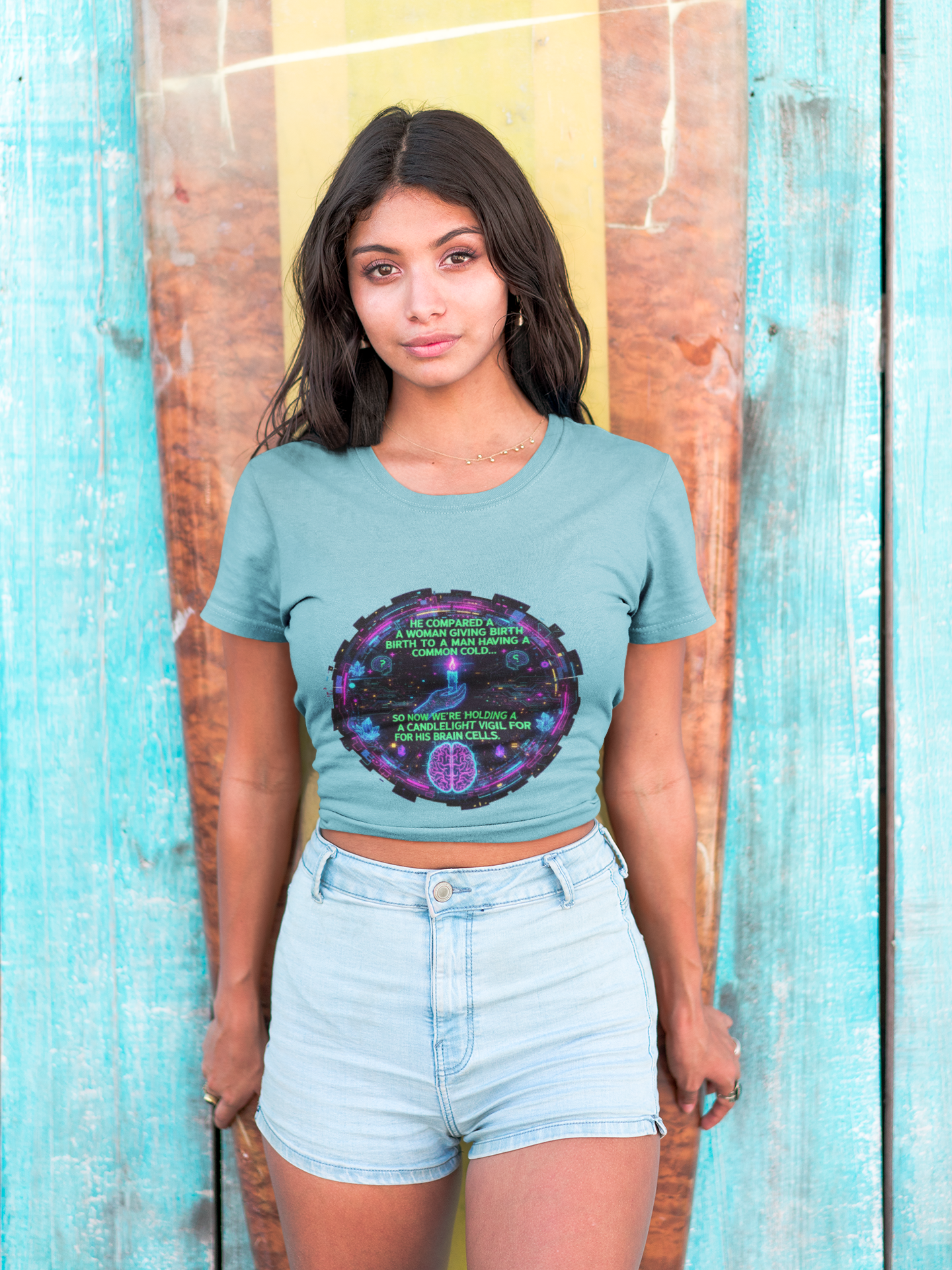 Short Sleeve Tee — Retro Cyberpunk Brain Quote Graphic product thumbnail image Short Sleeve Tee — Retro Cyberpunk Brain Quote Graphic product thumbnail image