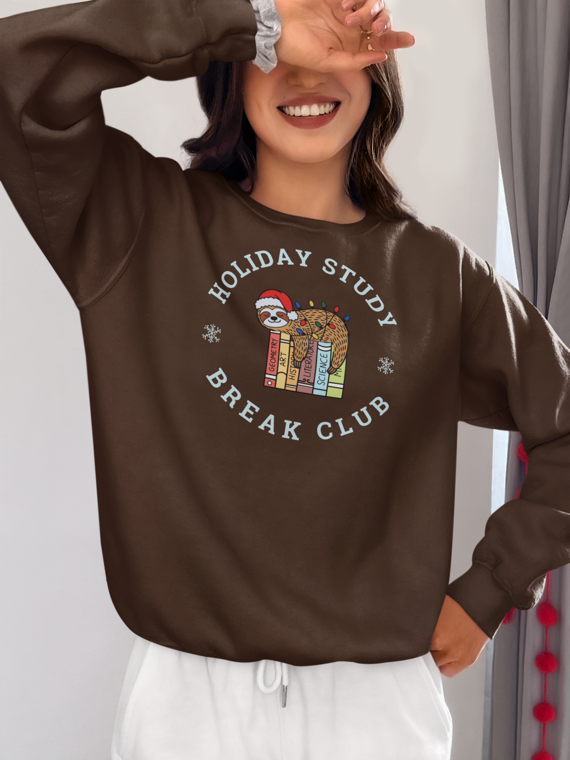 Holiday Study Break Club Sloth Womens Sweatshirt