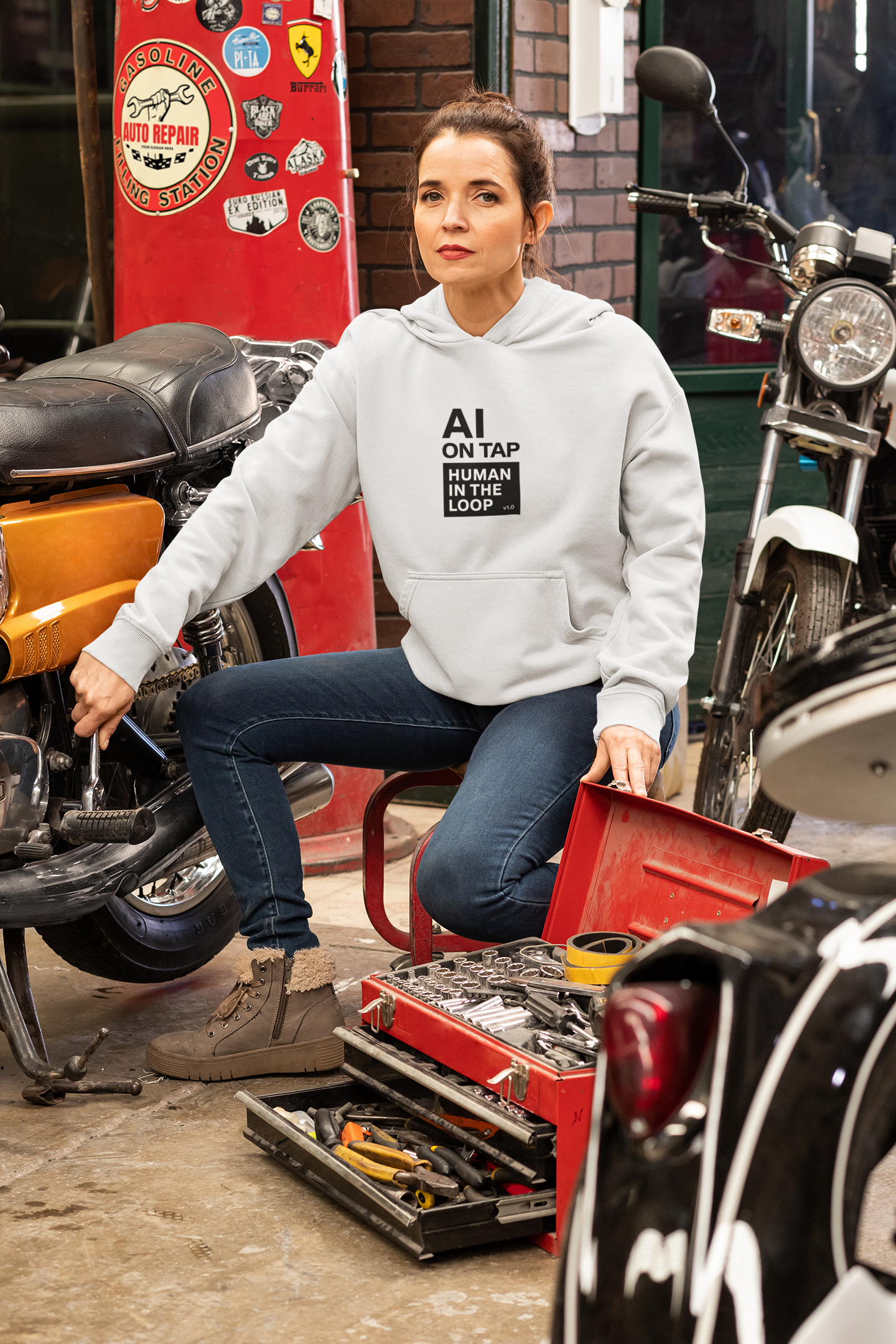 AI On Tap | Human In The Loop — Premium Streetwear Tech Hoodie product thumbnail image AI On Tap | Human In The Loop — Premium Streetwear Tech Hoodie product thumbnail image