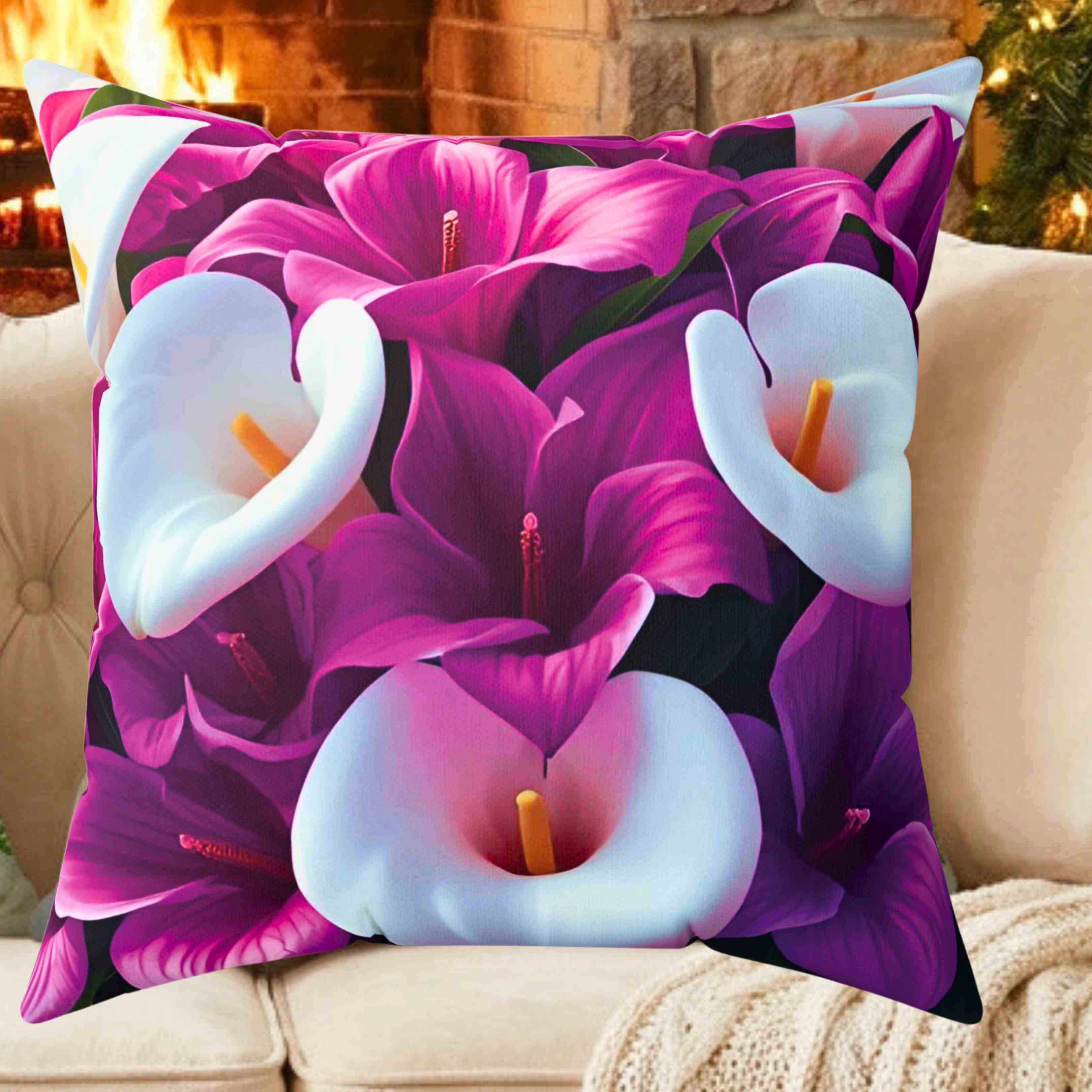 Calla Lilly Pillow | Floral Decorative Throw Cushion