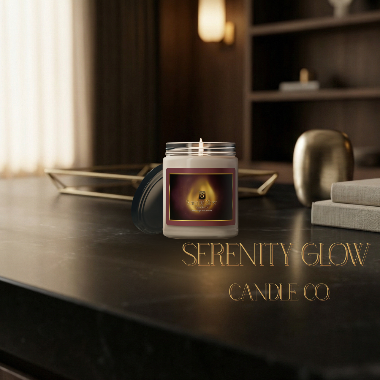 White Sage &amp; Lavender Scented Soy Candle — 9oz Jar