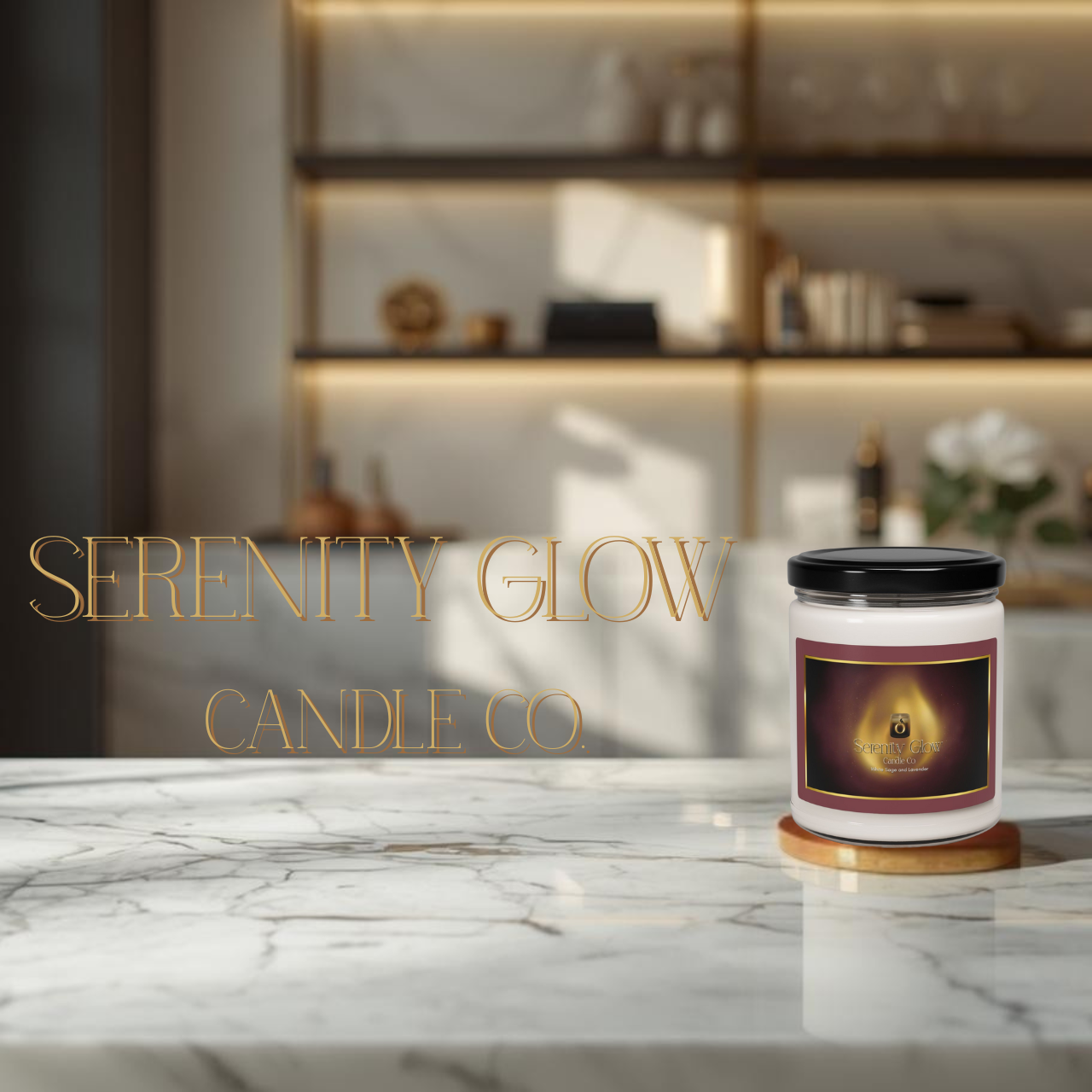 White Sage &amp; Lavender Scented Soy Candle — 9oz Jar product thumbnail image