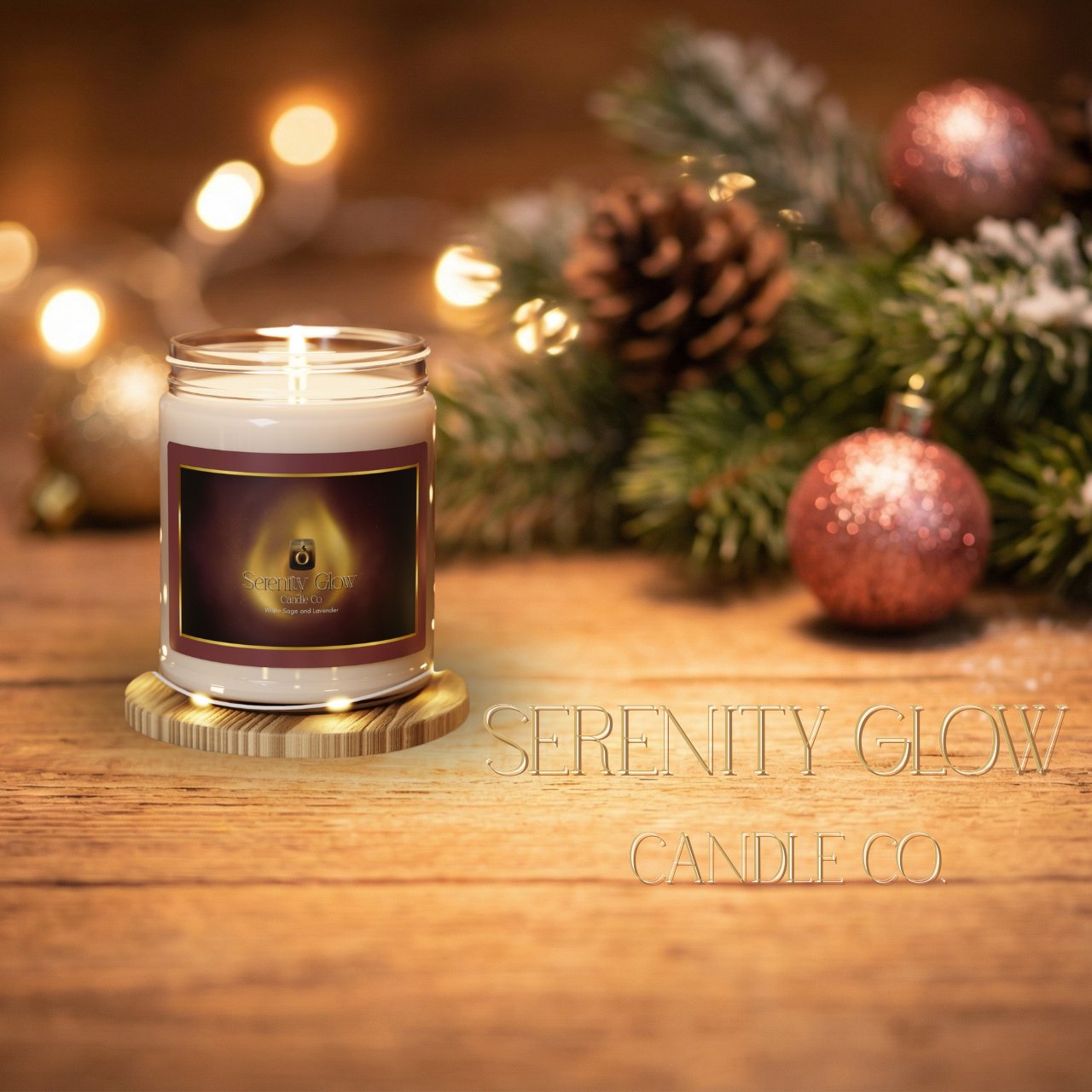 White Sage &amp; Lavender Scented Soy Candle — 9oz Jar product thumbnail image