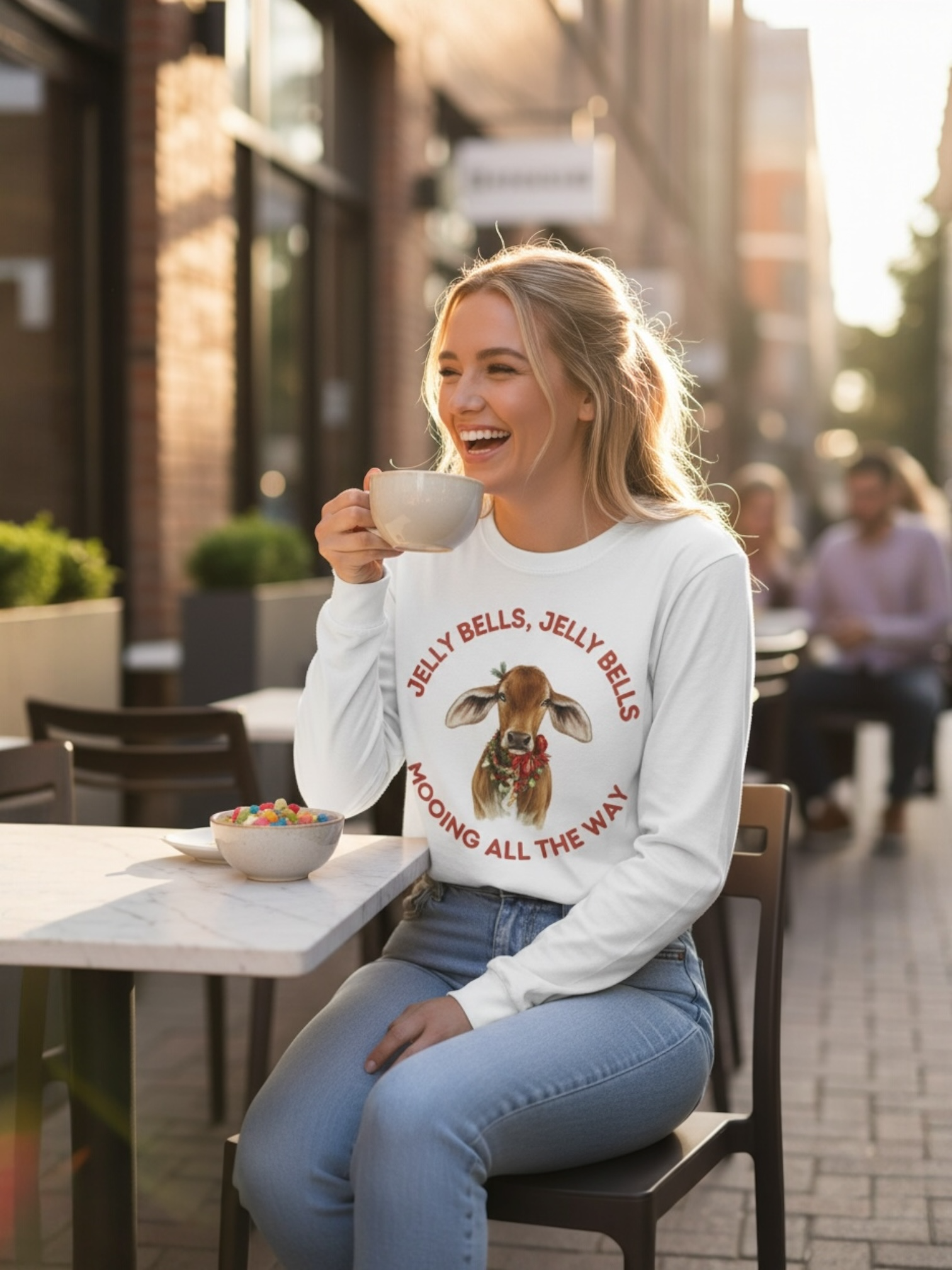 “Jelly Bells, Jelly Bells, Mooing All the Way” – Long Sleeve Ultra Cotton Tee