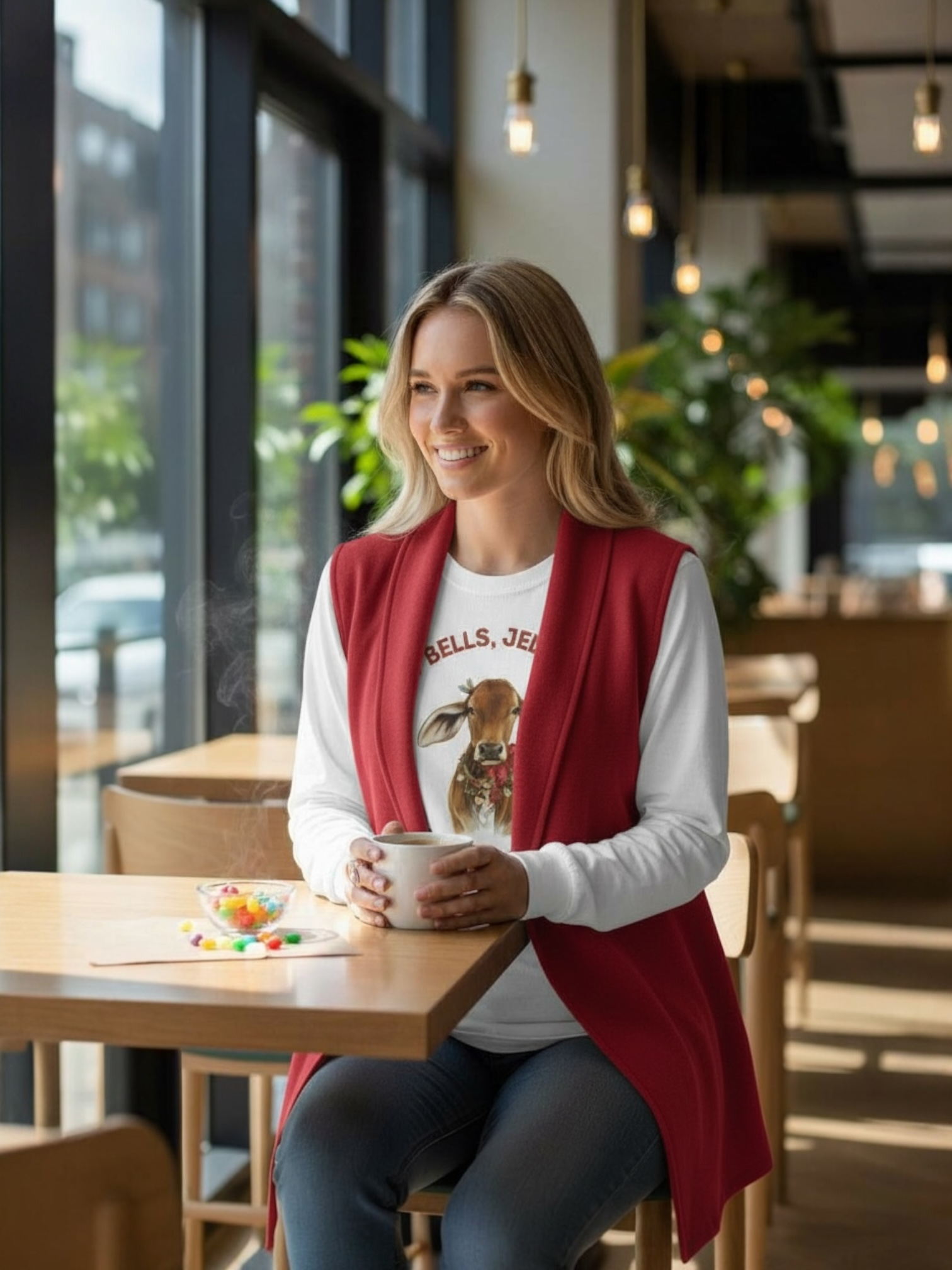 “Jelly Bells, Jelly Bells, Mooing All the Way” – Long Sleeve Ultra Cotton Tee product thumbnail image