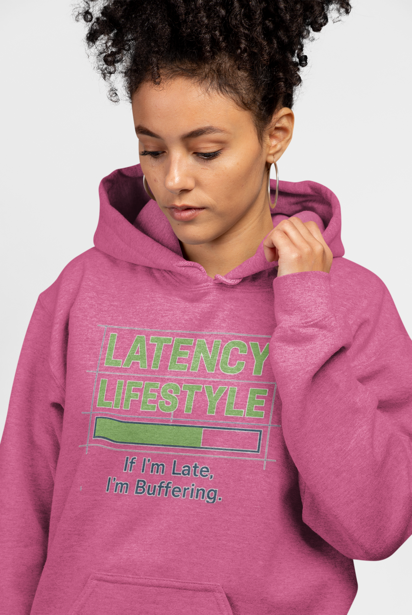 “If I’m Late, I’m Buffering… "Slow-living”, Personalized Empowerment Graphic Hoodie product thumbnail image “If I’m Late, I’m Buffering… "Slow-living”, Personalized Empowerment Graphic Hoodie product thumbnail image