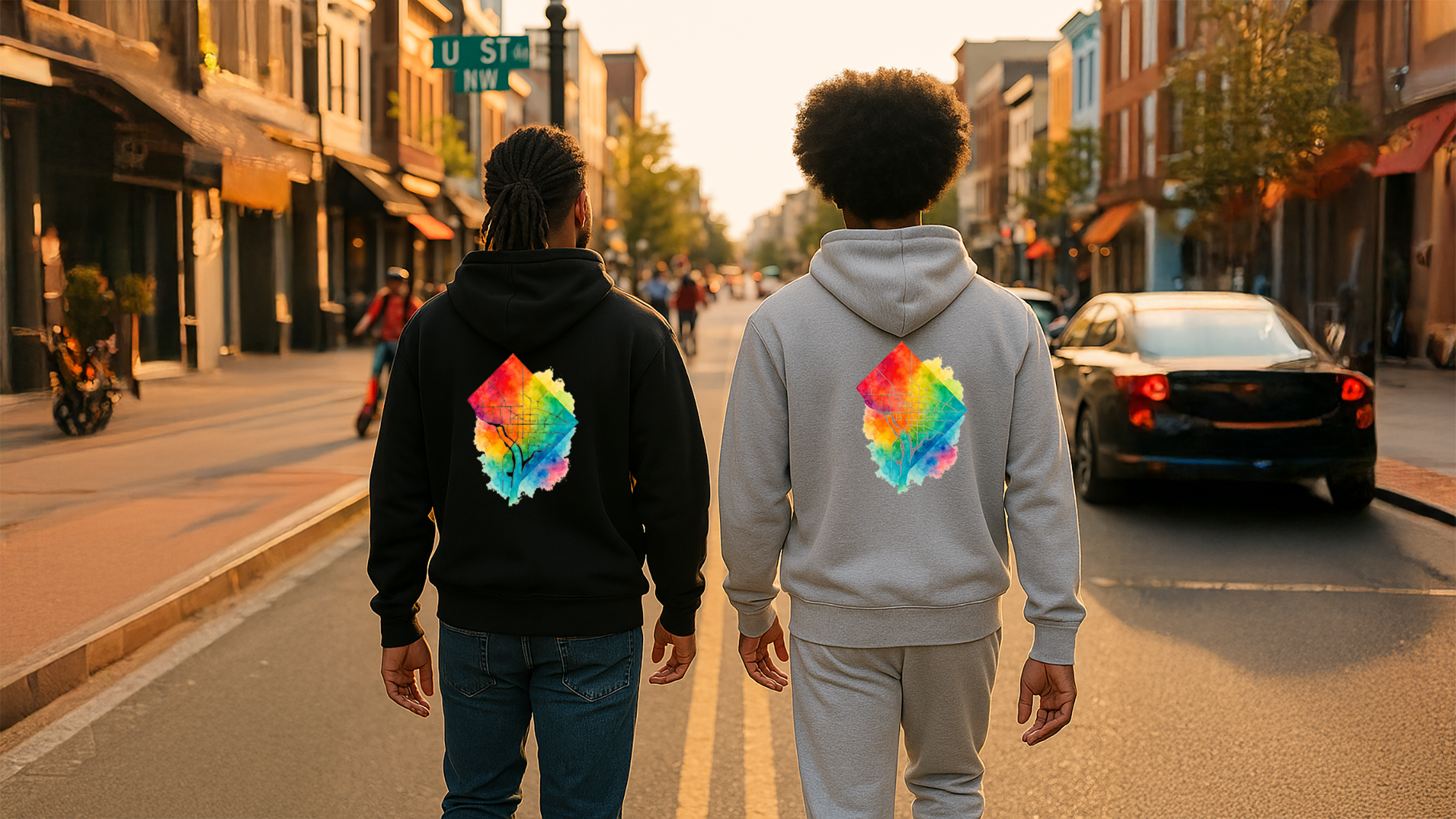 Washington DC Flag &amp; Map Hoodie — DC Pride Cozy Pullover product thumbnail image