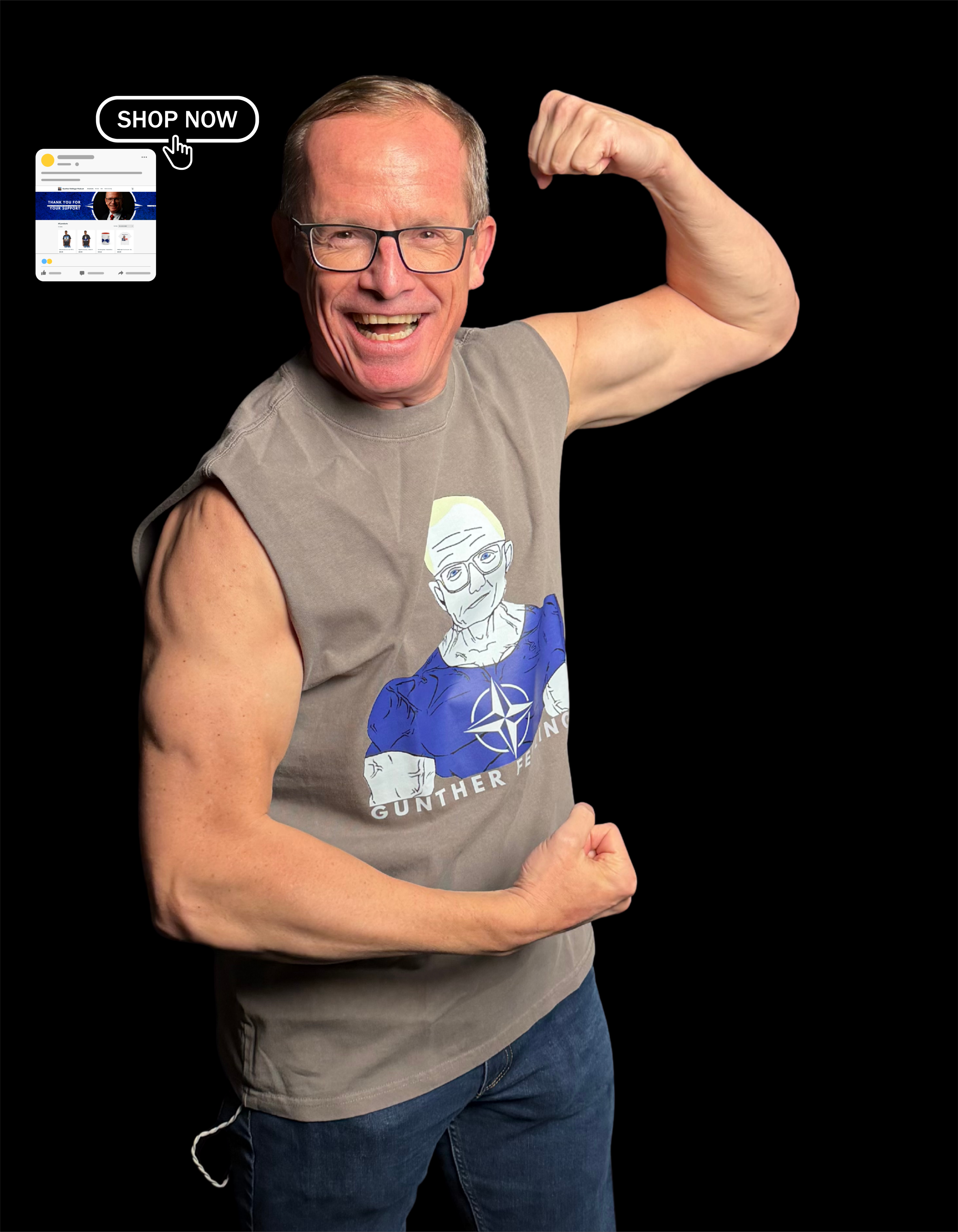 Gunther jacked Edit by x.com/@tokilandia - Strength &amp; Style Men's Faded Tank product thumbnail image