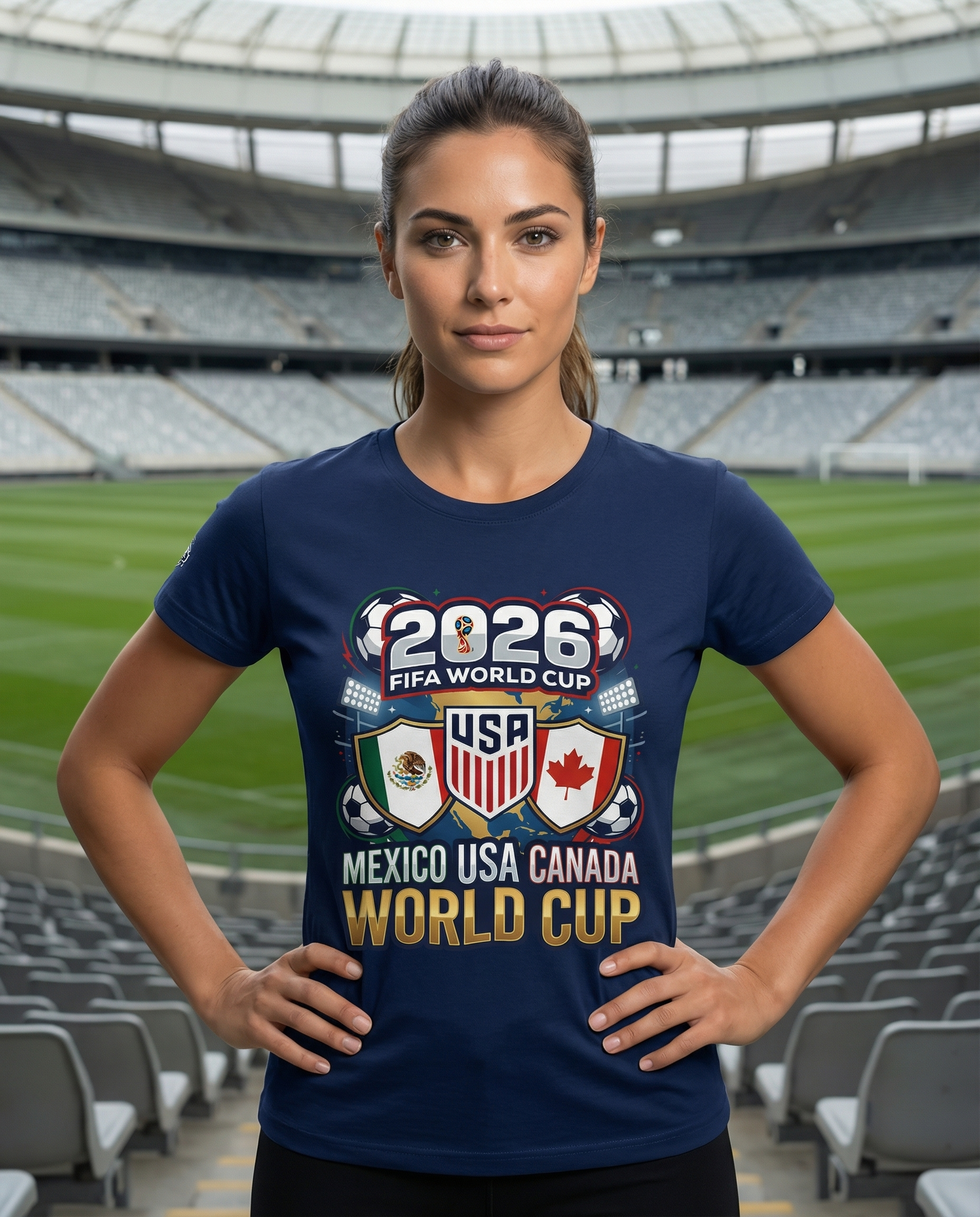World Cup 2026 Fan Tee — Navy Women's Supporter T‑Shirt
