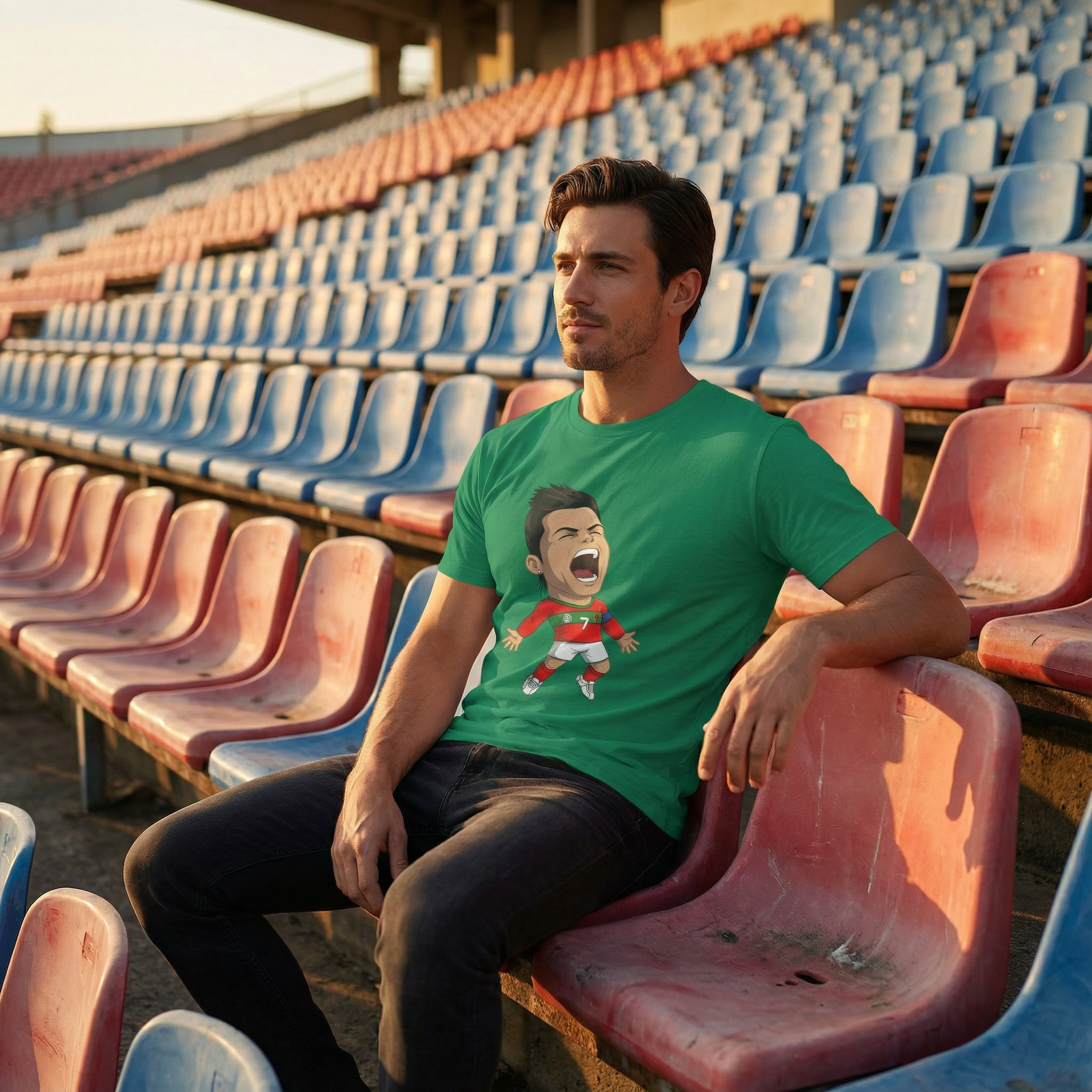 Cristiano Ronaldo Cartoon-Inspired Kelly Green T-Shirt product thumbnail image Cristiano Ronaldo Cartoon-Inspired Kelly Green T-Shirt product thumbnail image