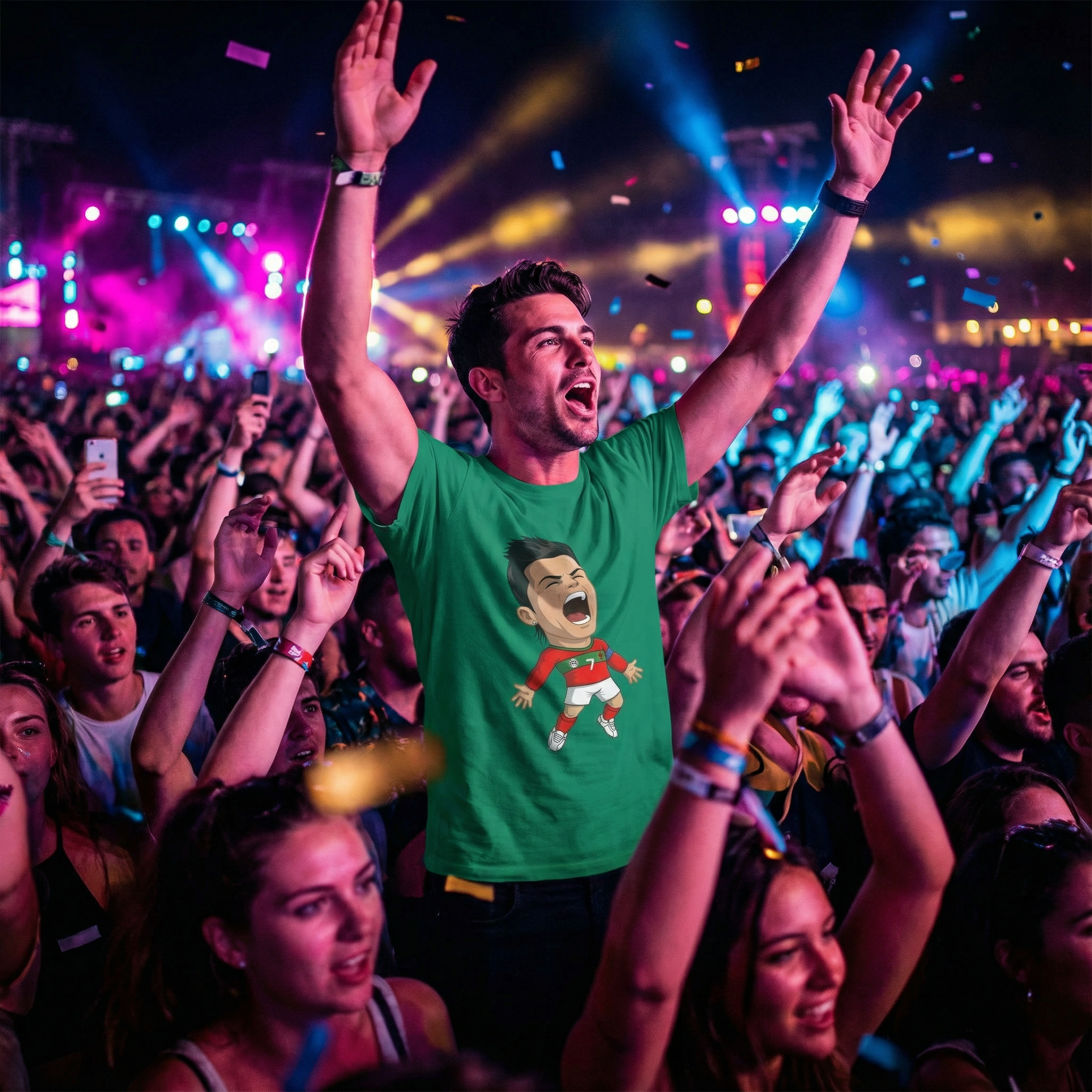 Cristiano Ronaldo Cartoon-Inspired Kelly Green T-Shirt product thumbnail image Cristiano Ronaldo Cartoon-Inspired Kelly Green T-Shirt product thumbnail image