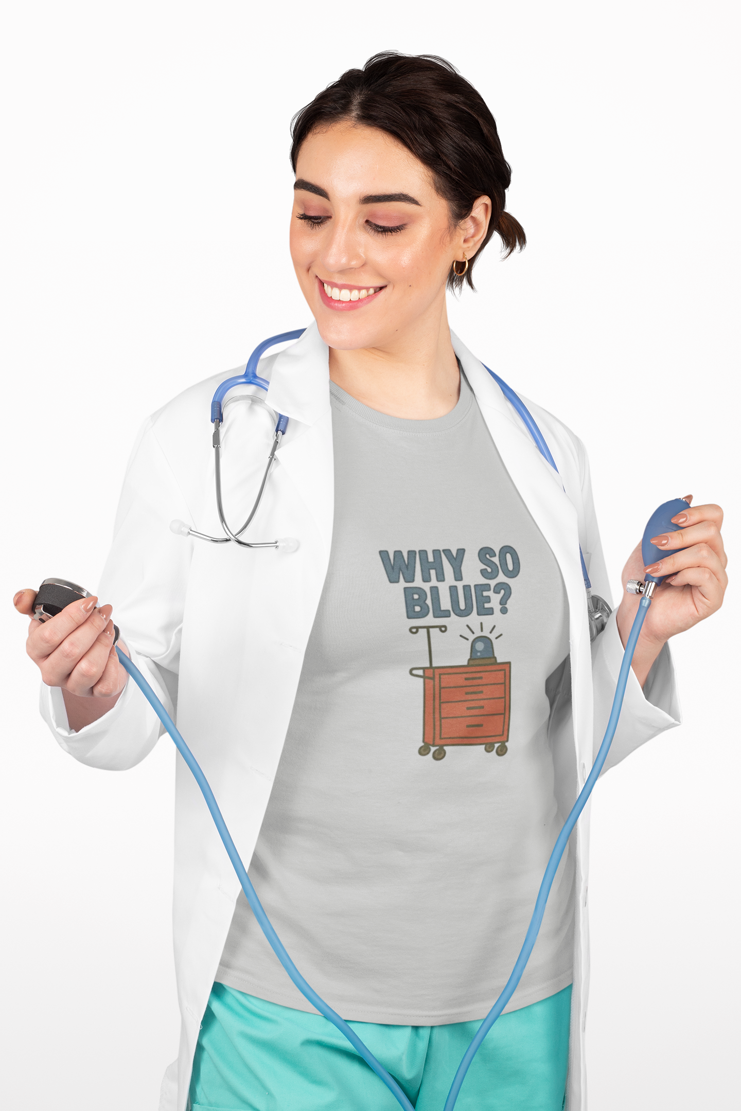 Why So Blue? Airway Management Humor Tee —  Anesthesiologist, Intensivist &amp; ICU Nurse Shirt product thumbnail image