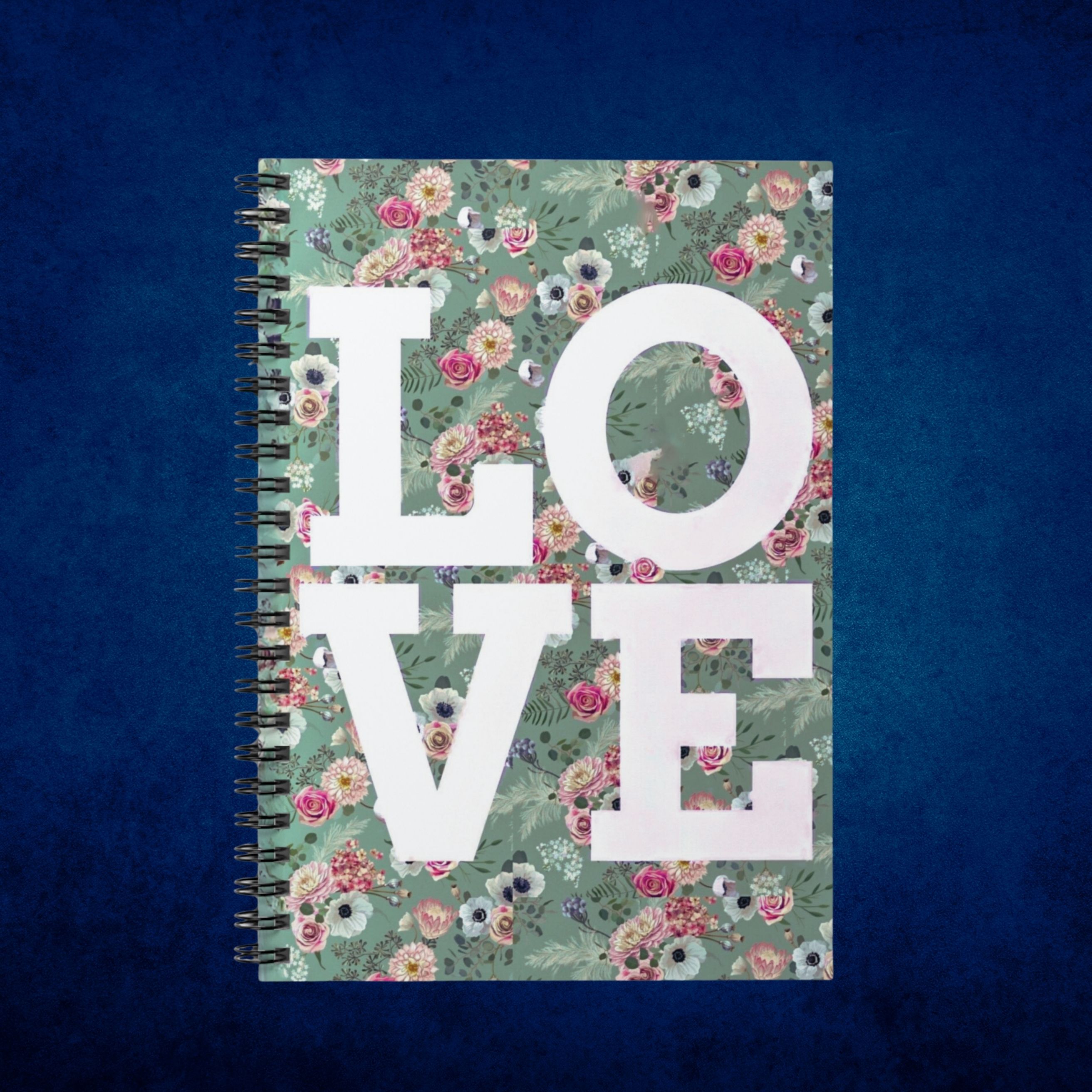 LOVE Floral Typography Spiral Notebook — Ruled Journal product thumbnail image
