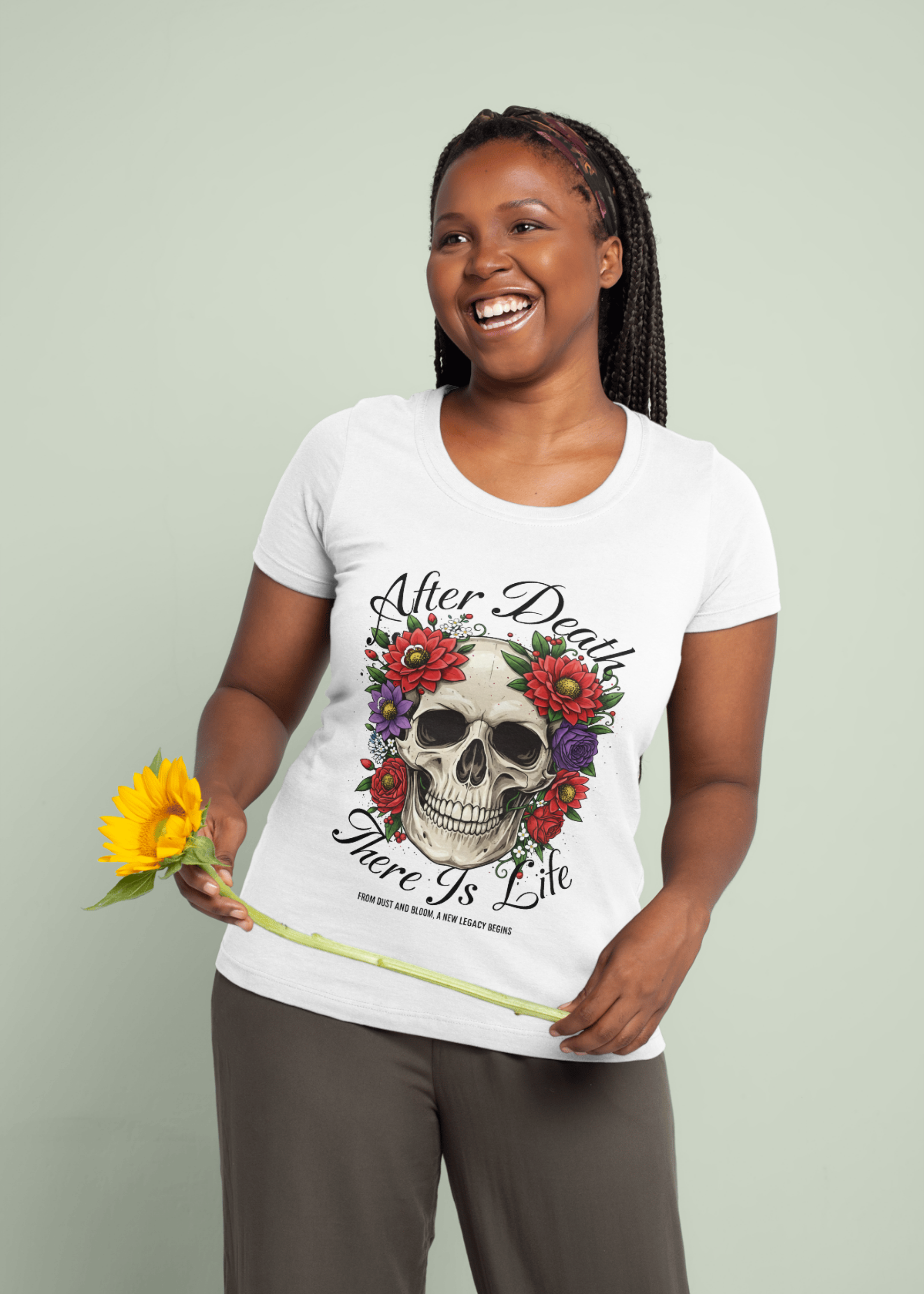 After Death There Is Life Skull &amp; Red Roses T-Shirt product thumbnail image