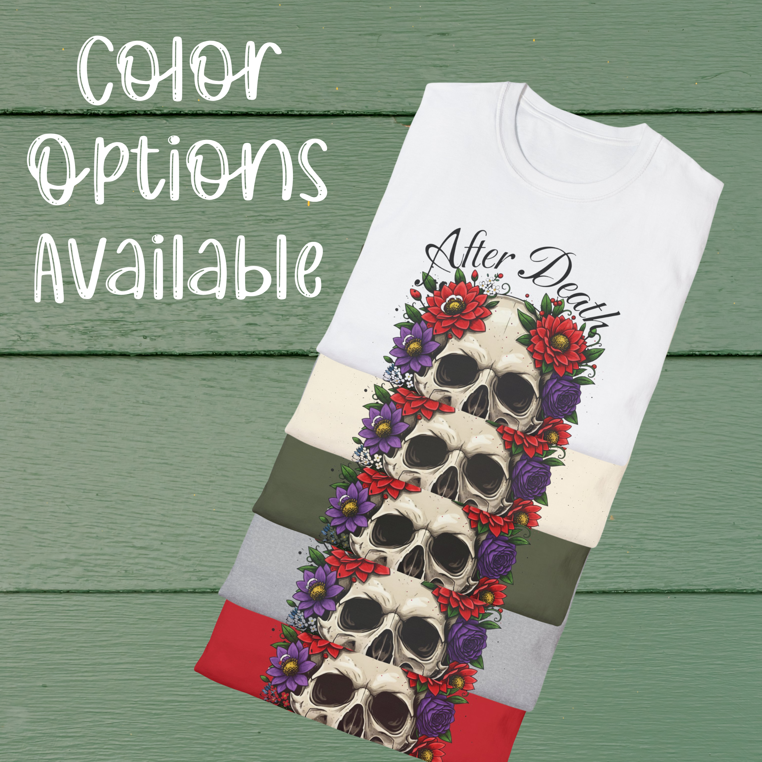 After Death There Is Life Skull &amp; Red Roses T-Shirt product thumbnail image