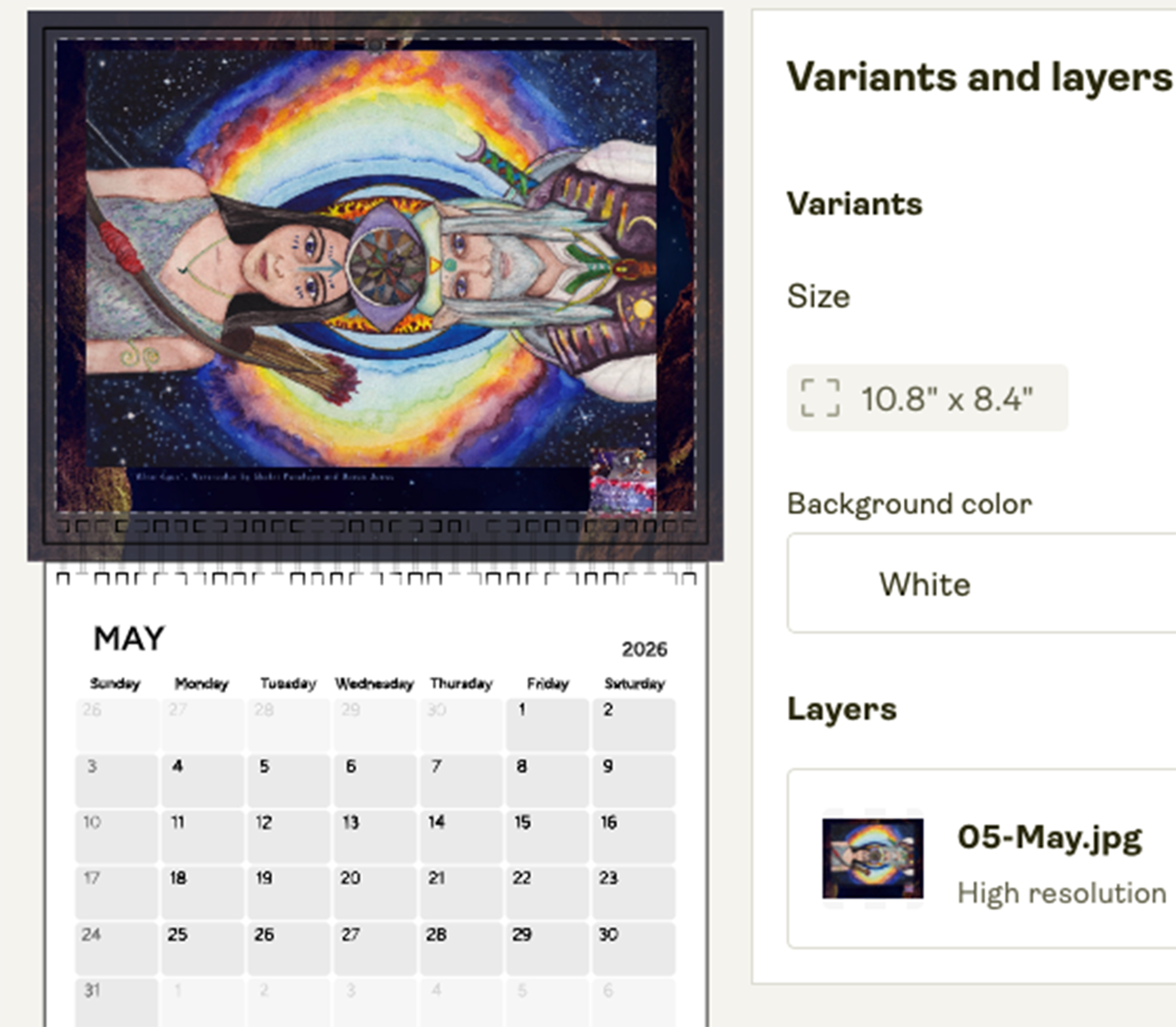 (USA) Wall Calendar 2026 featuring the art of Shakti Penelope and Moon Lodge photos product thumbnail image