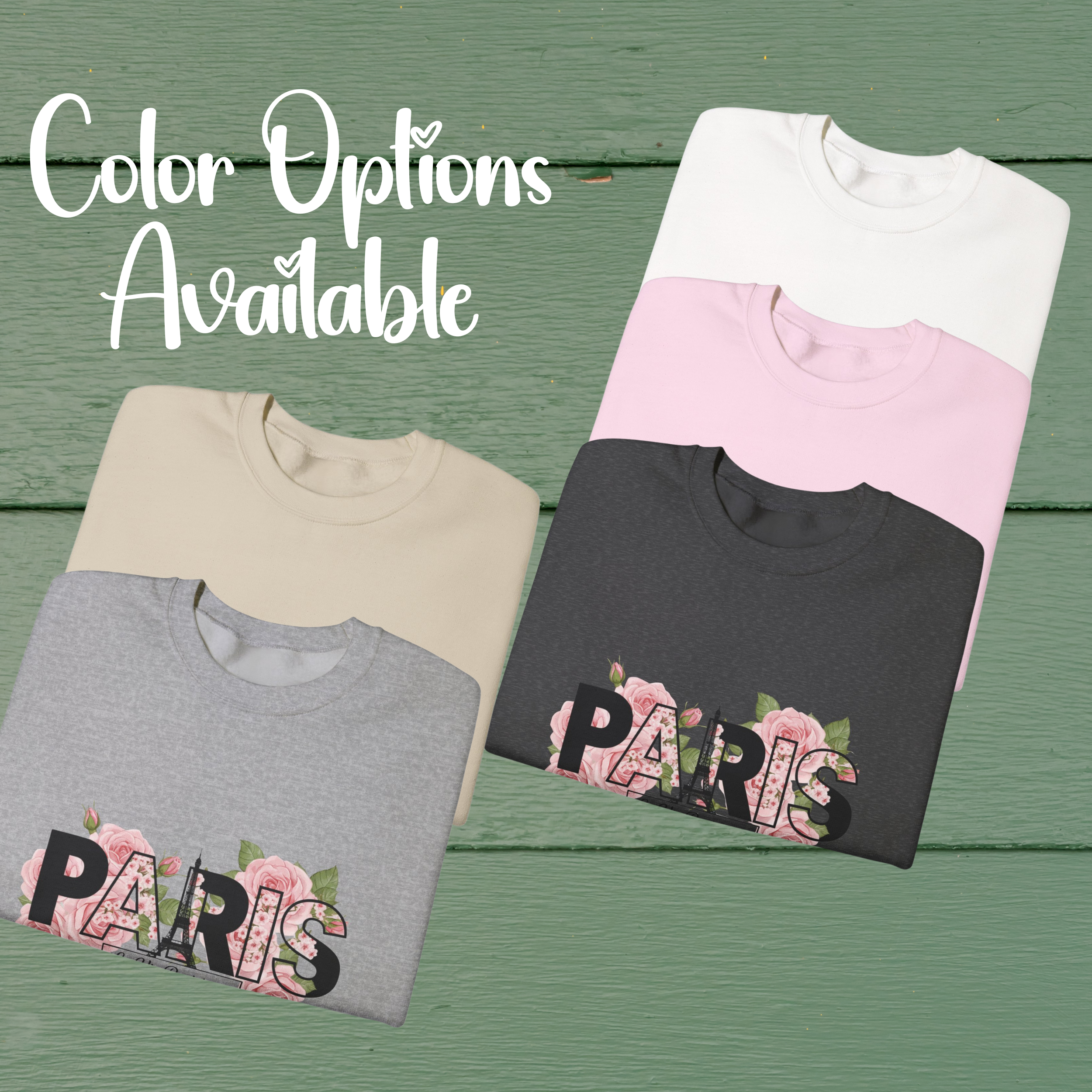 Paris Roses Floral Script Sweatshirt — Parisian Rose Crewneck product thumbnail image