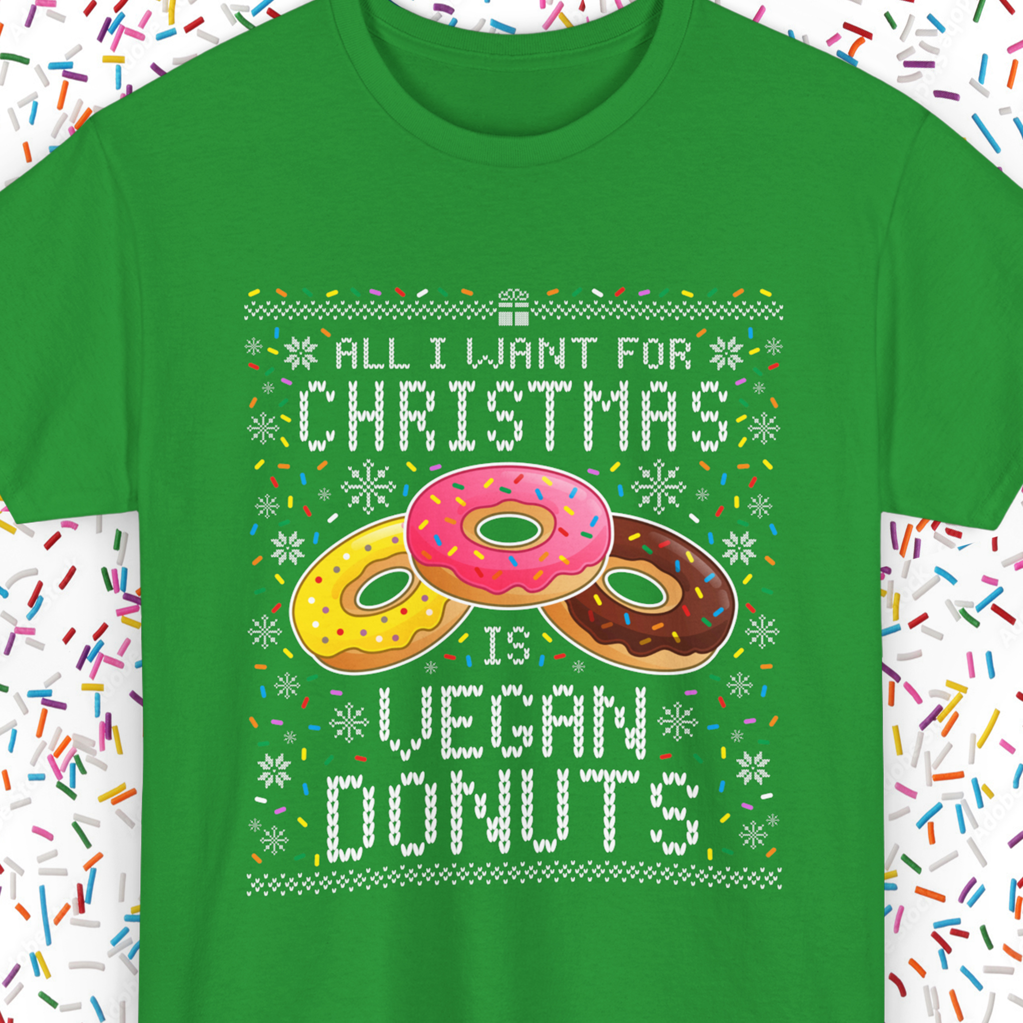 Vegan Donuts Ugly Christmas Sweater Tee
